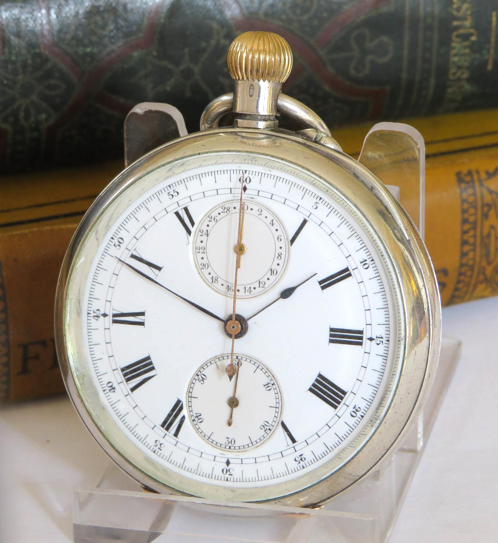 Pocket Watch: Antique Silver Chronograph Pocket Watch - Guinand (1 of 5) Pocket Watch: Antique Silver Chronograph Pocket Watch - Guinand (1 of 5)