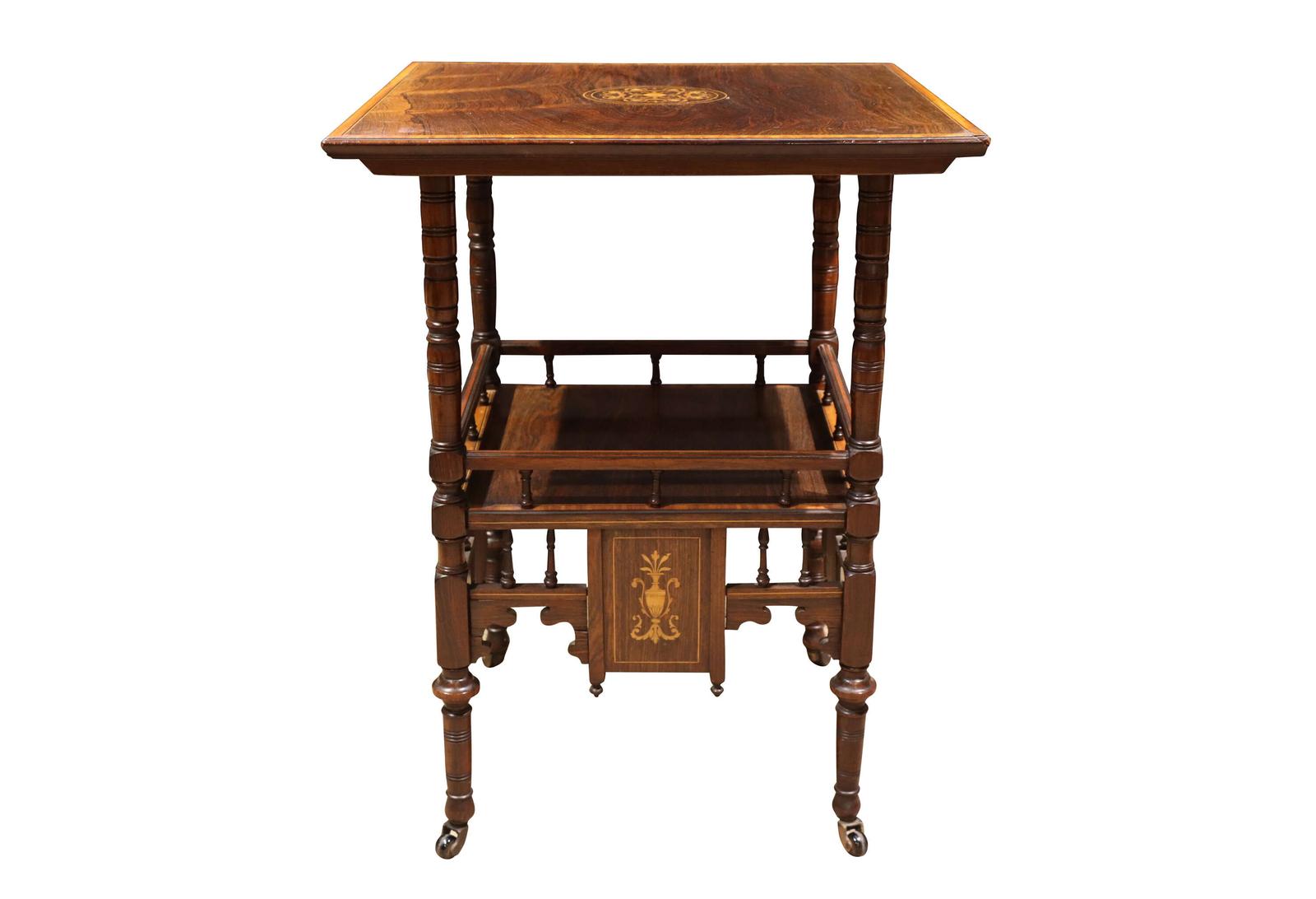 Late 19th Century Inlaid Rosewood Side Table - English c.1890 (1 of 4)