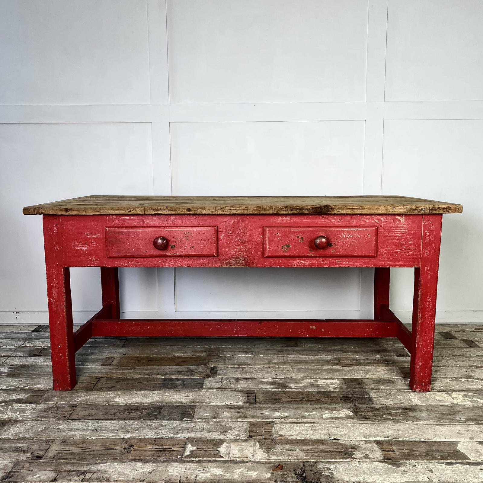 19th Century Painted Pine Kitchen Scullery Prep Table (1 of 18)