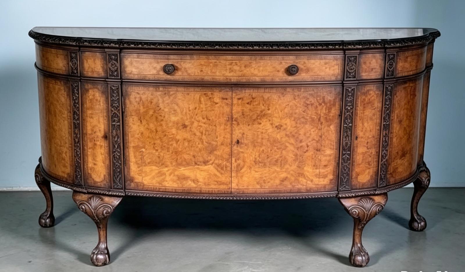 Burr Walnut Demi Lune Sideboard with 12 Piece Cutlery Set (1 of 16) Burr Walnut Demi Lune Sideboard with 12 Piece Cutlery Set (1 of 16)