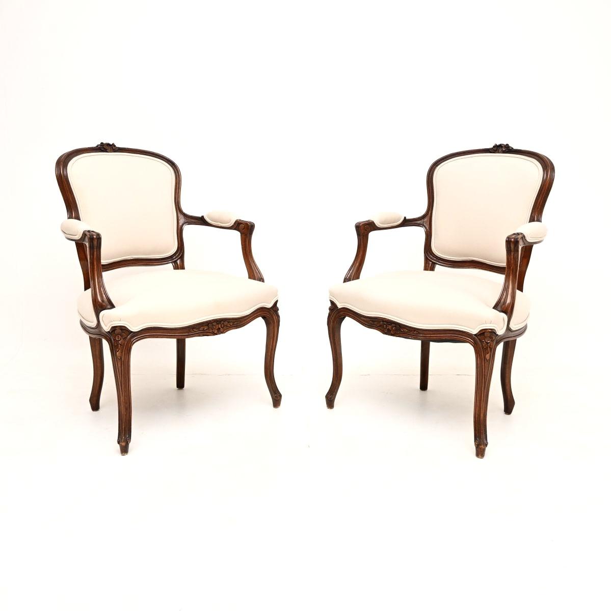 Pair of French Walnut Salon Armchairs (1 of 10) Pair of French Walnut Salon Armchairs (1 of 10)