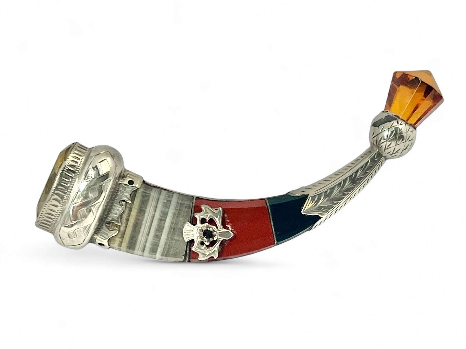 Scottish Antique Silver & Agate Brooch or Kilt Pin c.1860 (1 of 6)
