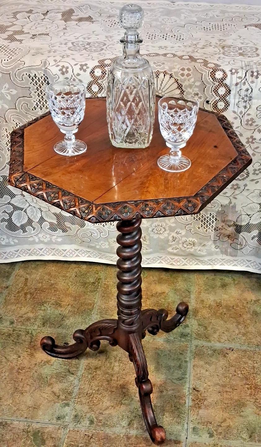 Antique Wine Lamp Table Octagonal Beautiful Piece Early 19th Century (1 of 10)