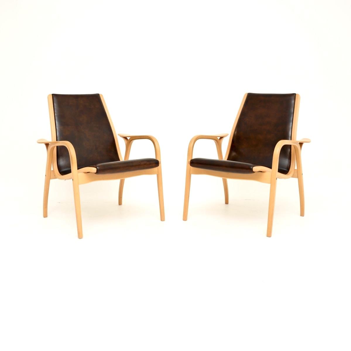 Pair of Vintage Swedish Leather Lamino Armchairs by Yngve Ekstrom (1 of 10) Pair of Vintage Swedish Leather Lamino Armchairs by Yngve Ekstrom (1 of 10)