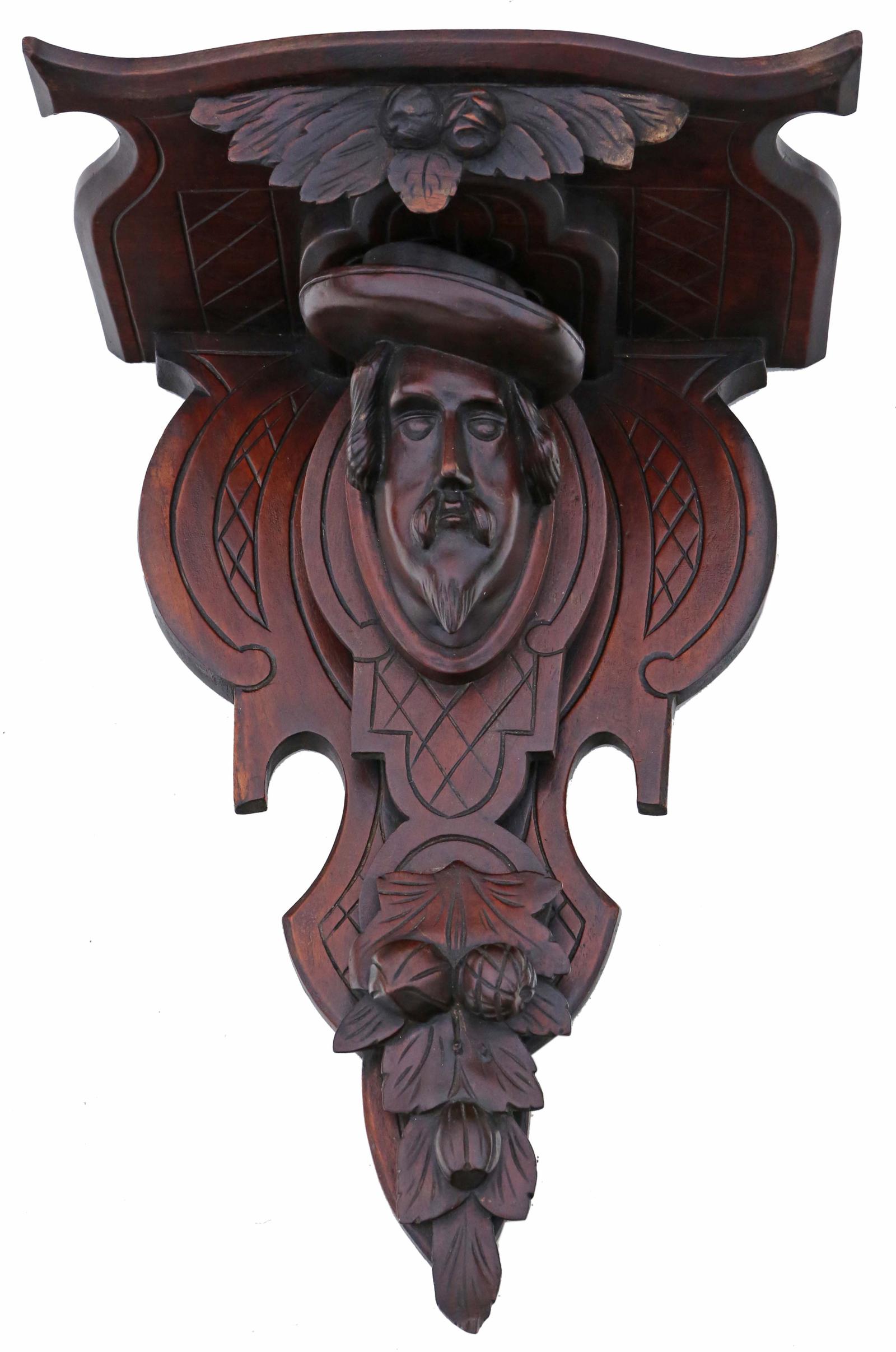 Antique 19th Century Carved Walnut Clock or Decorative Item Wall Bracket Mount Shelf (1 of 6) Antique 19th Century Carved Walnut Clock or Decorative Item Wall Bracket Mount Shelf (1 of 6)