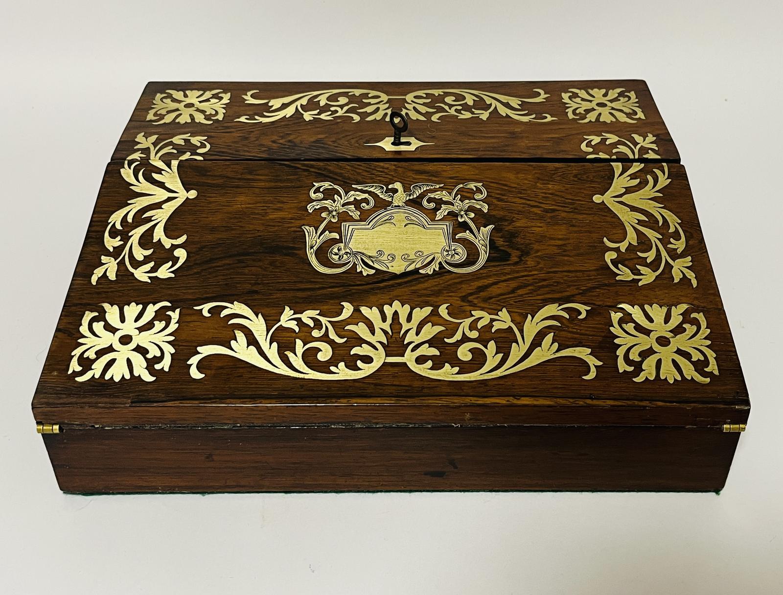 Antique Rosewood Brass Inlaid Writing Slope (1 of 15) Antique Rosewood Brass Inlaid Writing Slope (1 of 15)
