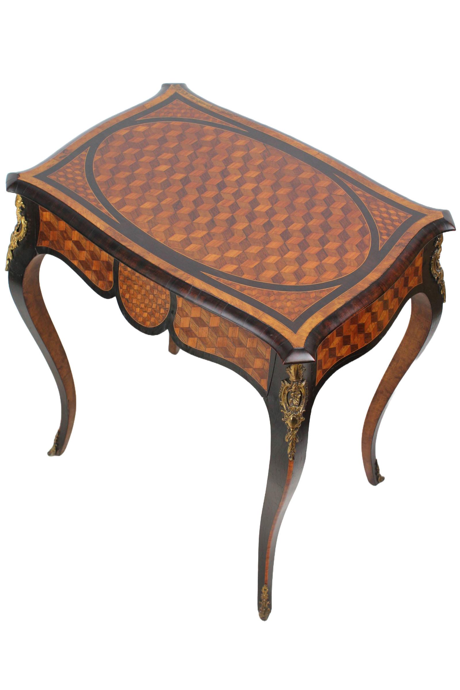 Victorian Louis XV Revival Parquetry Inlaid Writing Table by Jas Shoolbred (1 of 17)