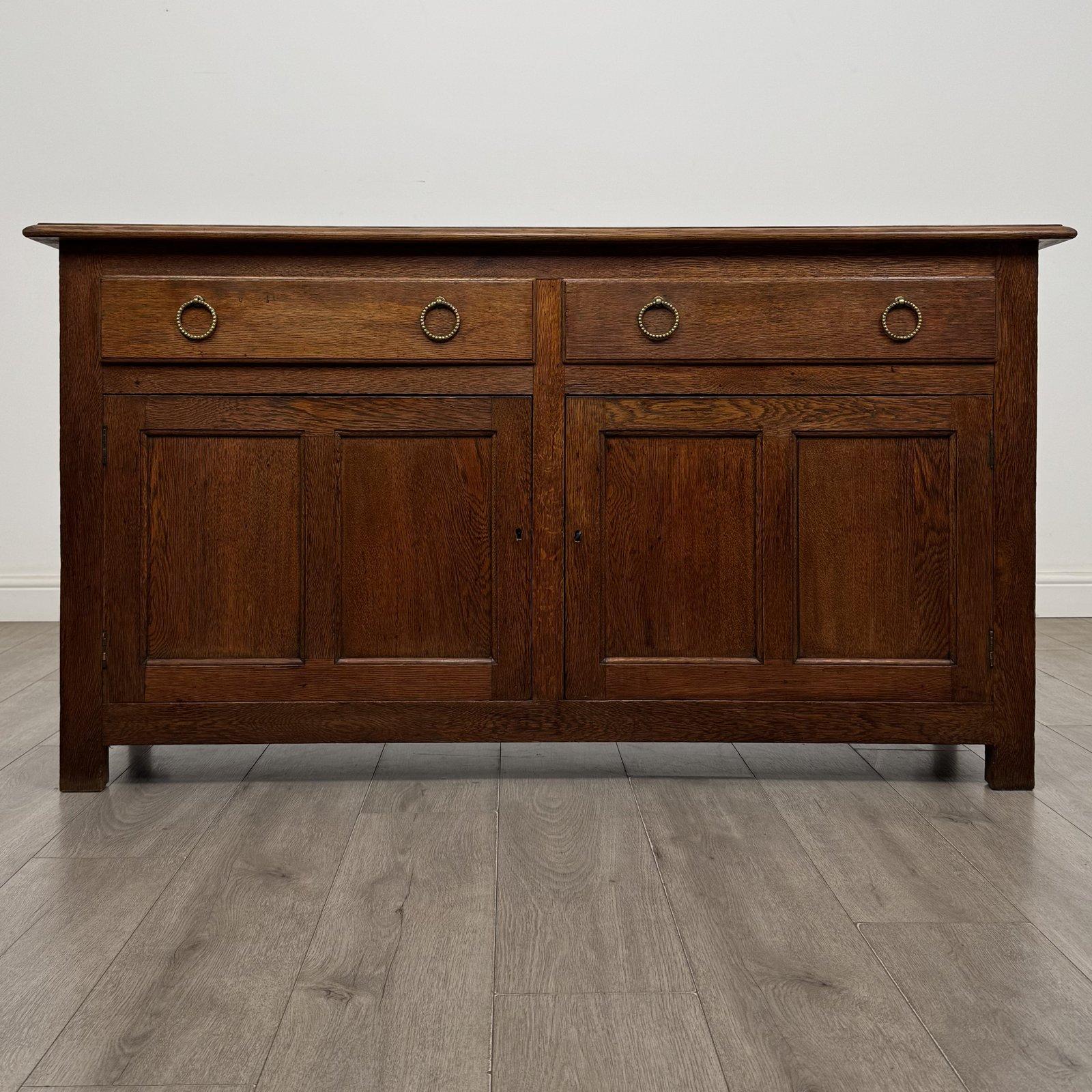 Antique Solid Oak Sideboard | Panelled Cupboards & Brass Ring Pulls | AF-6753 (1 of 12) Antique Solid Oak Sideboard | Panelled Cupboards & Brass Ring Pulls | AF-6753 (1 of 12)