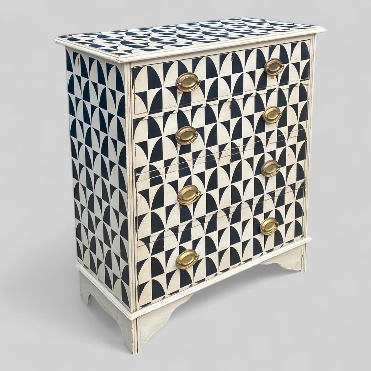 Antique Painted Geometric Chest of Drawers (1 of 15)