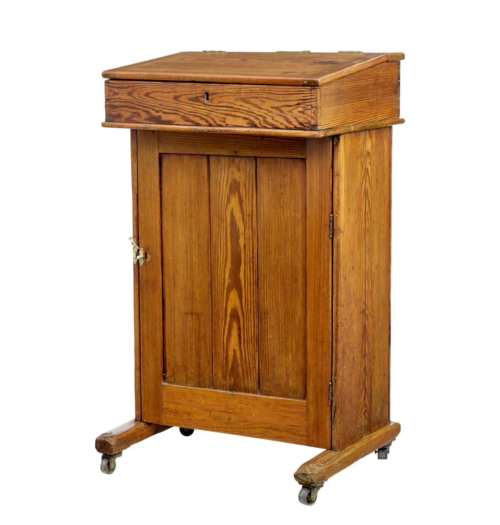19th Century Tall Pine Lecture Writing Desk (1 of 10)