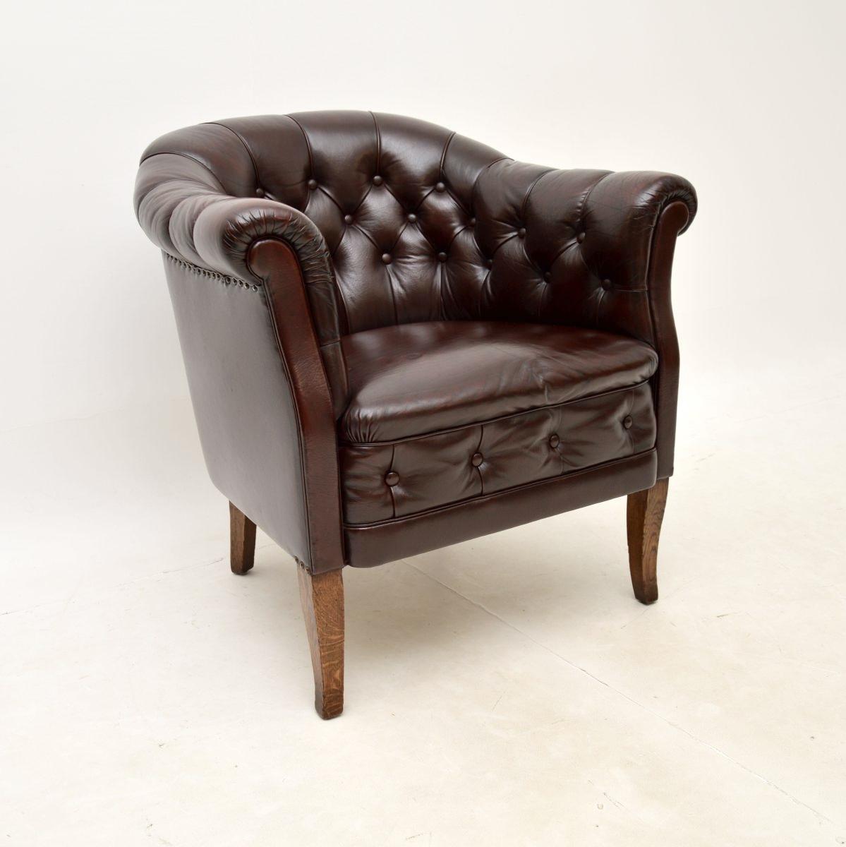 Antique Swedish Leather Armchair (1 of 10)