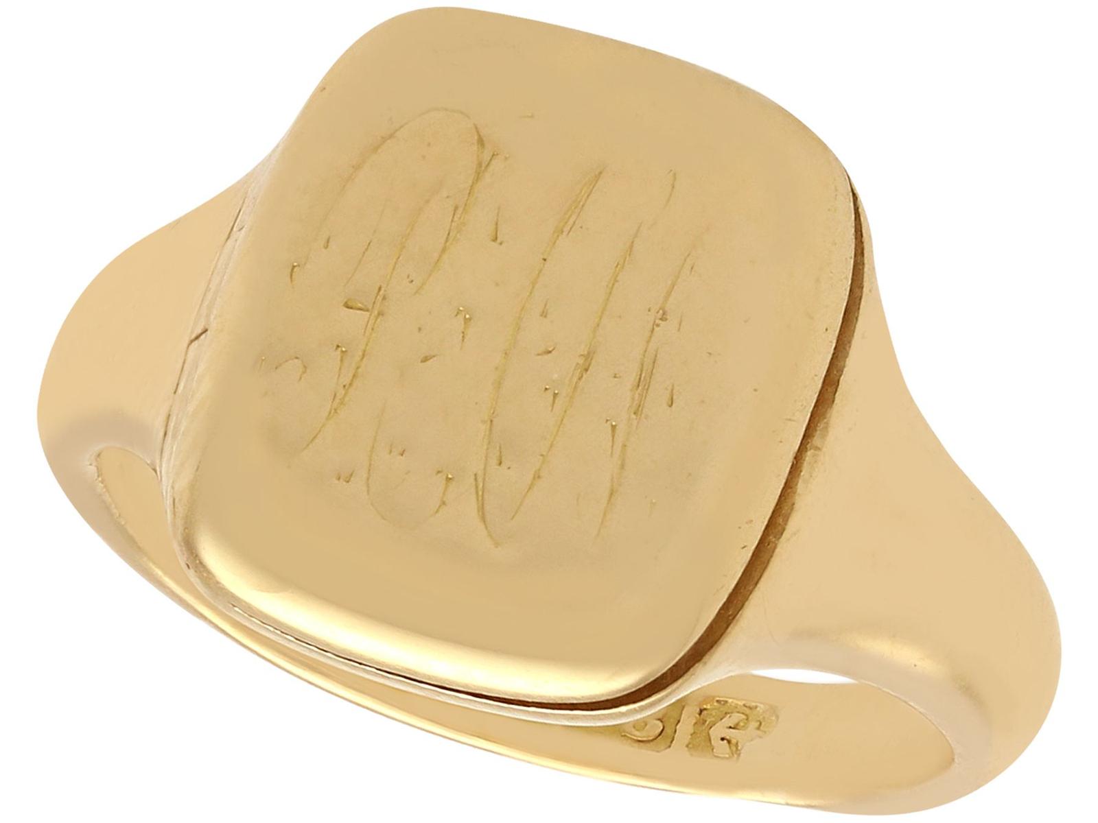 18ct Yellow Gold Signet Ring with Enamel - Antique c.1900 (1 of 13)