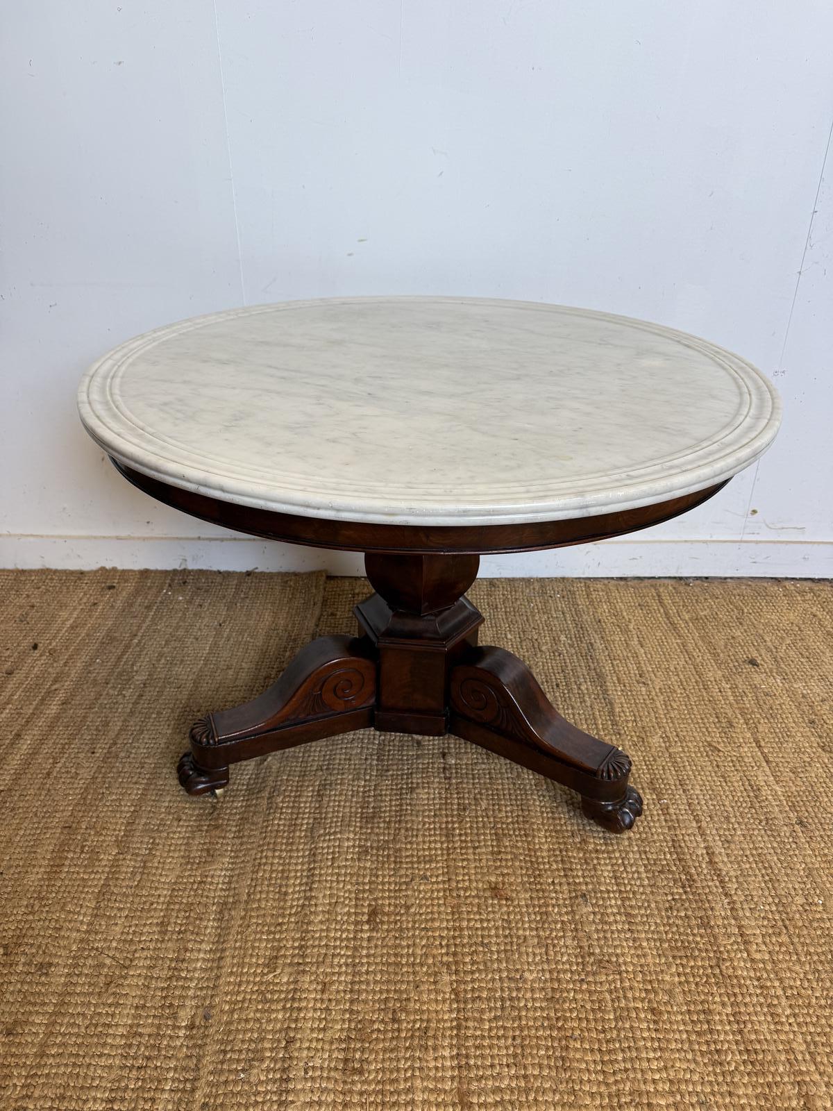 19th Century Gueridon / Centre Table with White Marble Top (1 of 12) 19th Century Gueridon / Centre Table with White Marble Top (1 of 12)
