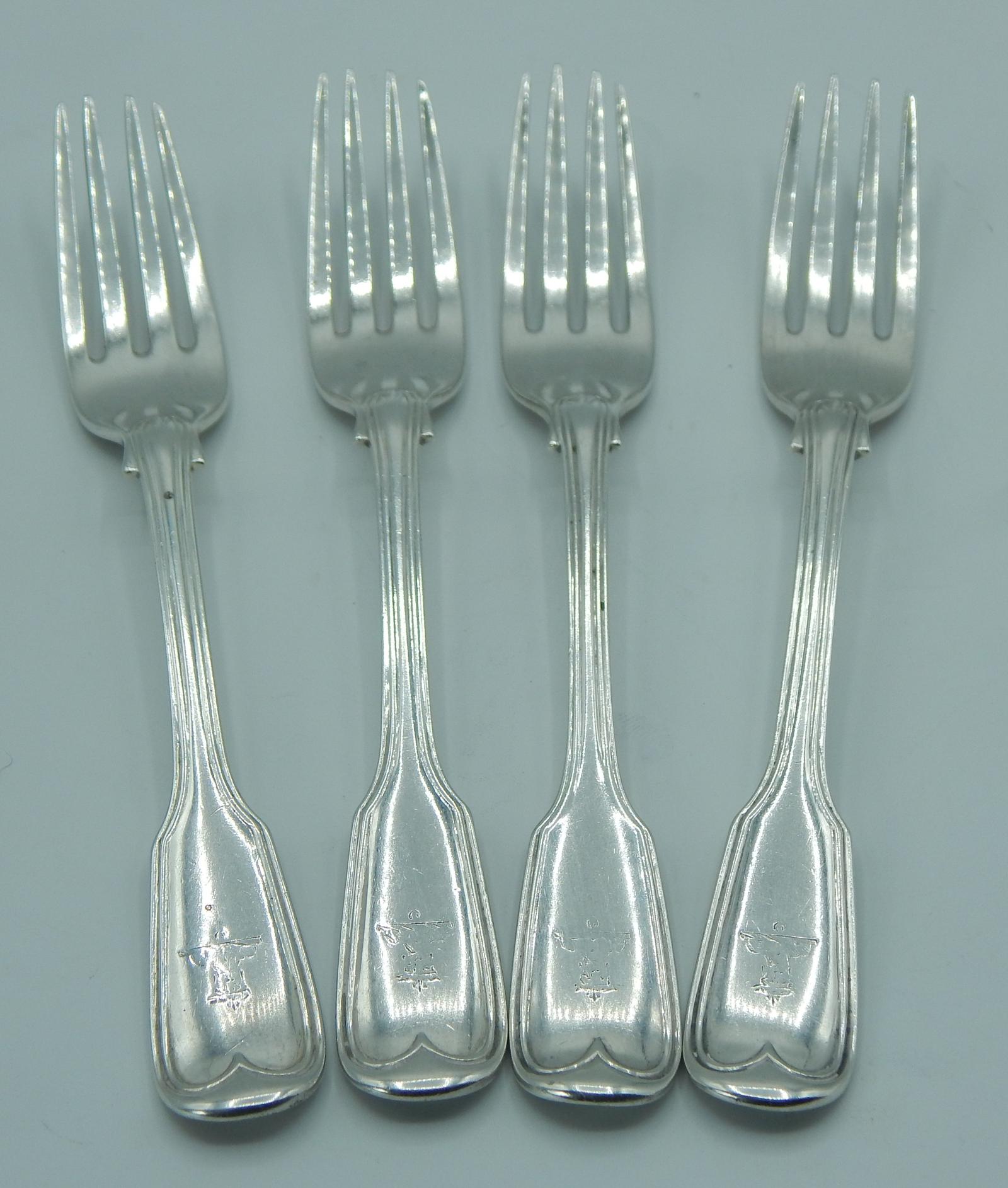 Set of Four Silver Dessert Forks, George Adams / Chawner & Co (1 of 17)