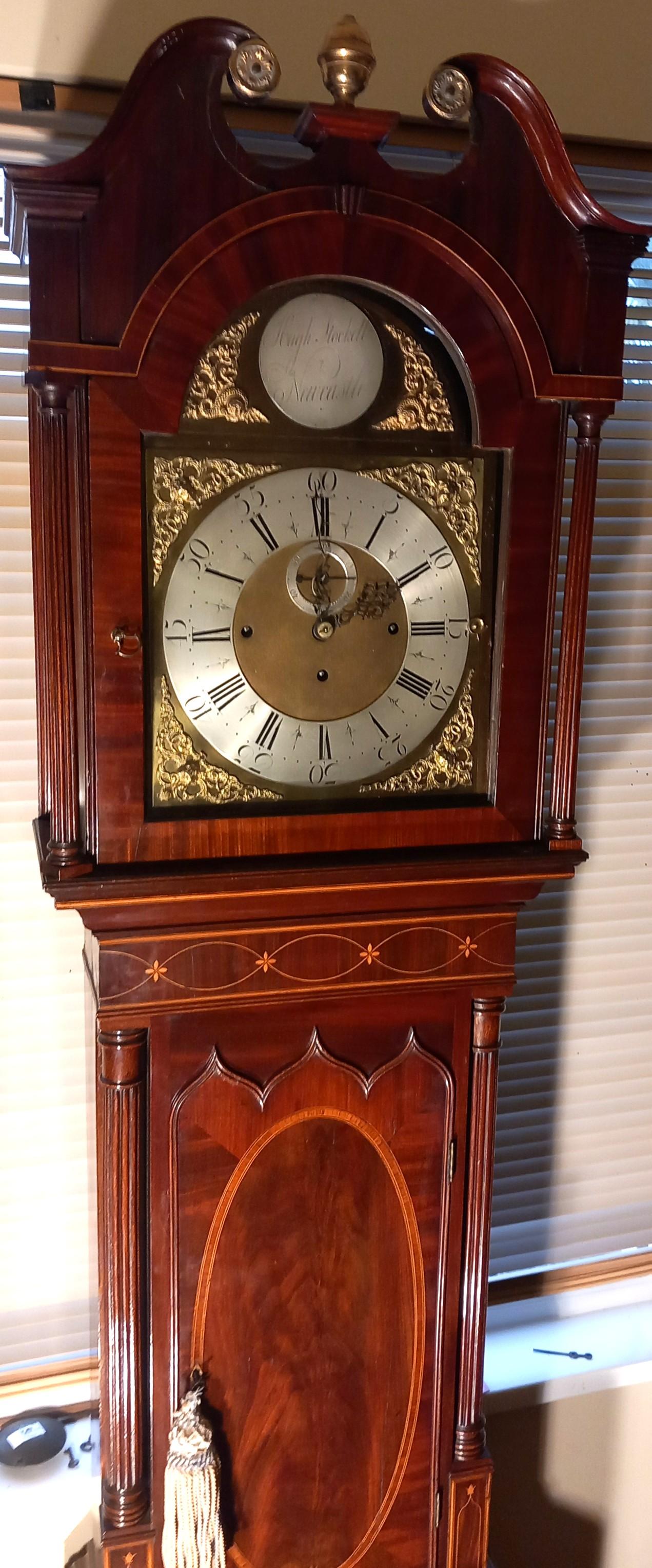 ANTIQUE MUSICAL  MAHOGANY LONGCASE CLOCK (1 of 5)