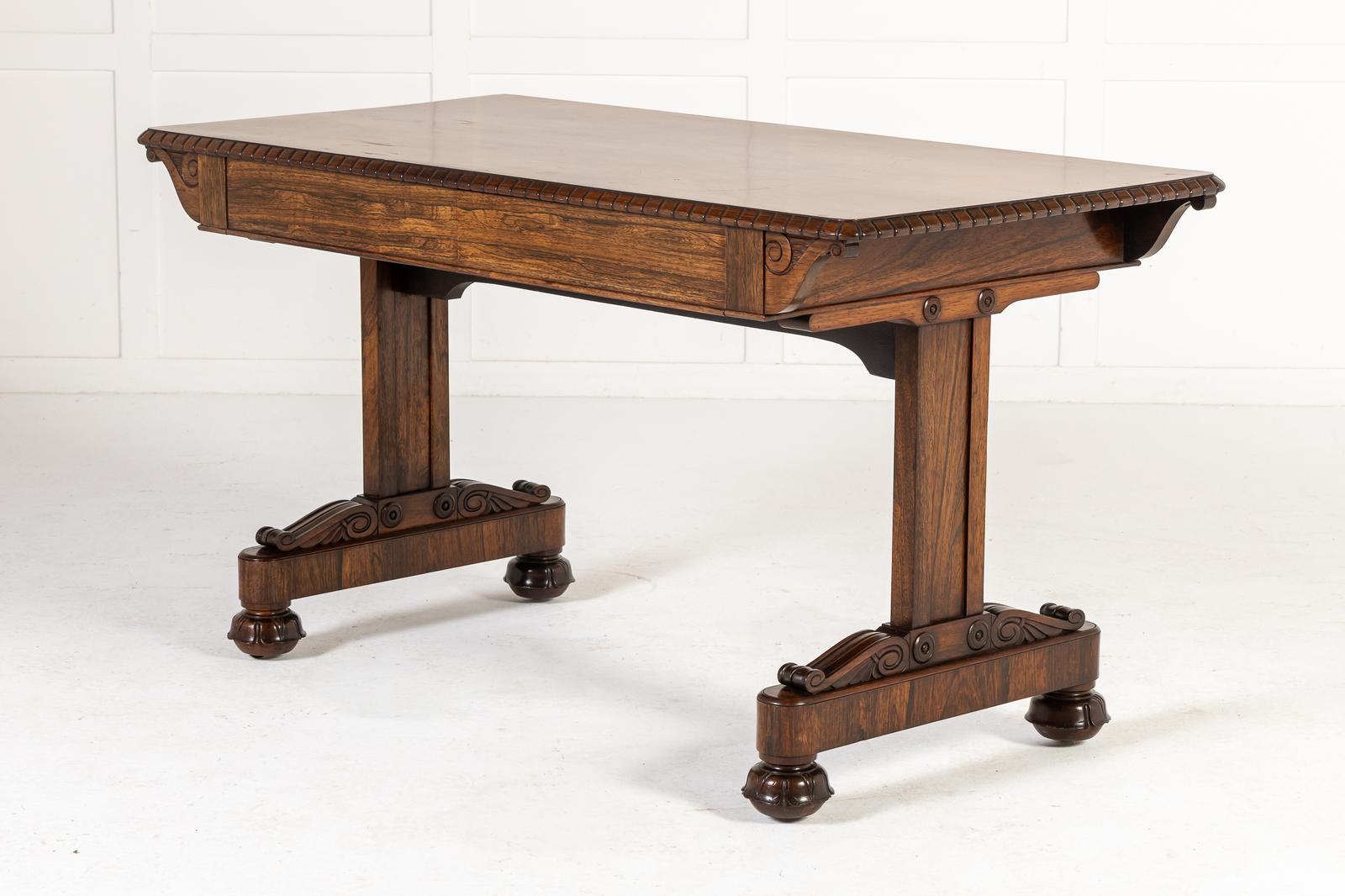 19th Century English Regency Rosewood Library Table (1 of 9) 19th Century English Regency Rosewood Library Table (1 of 9)