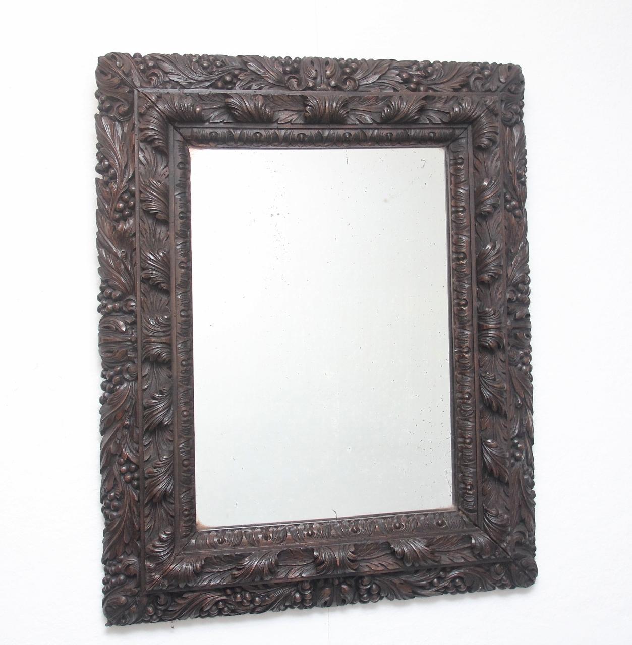 18th Century Carved Oak Mirror (1 of 7)