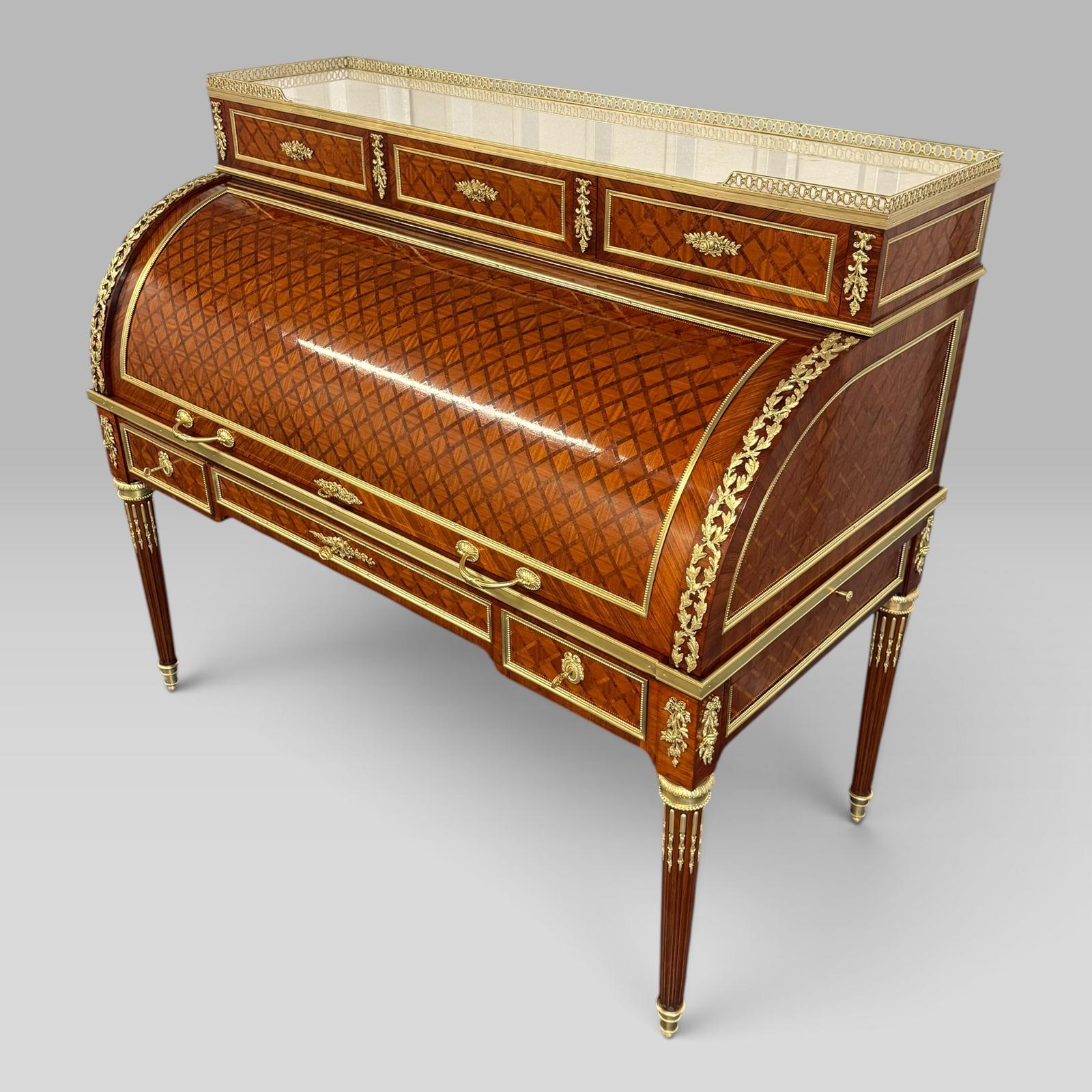Mid 19th Century French Louis XVI Style Parquetry & Ormolu Cylinder Desk c.1869 (1 of 12) Mid 19th Century French Louis XVI Style Parquetry & Ormolu Cylinder Desk c.1869 (1 of 12)