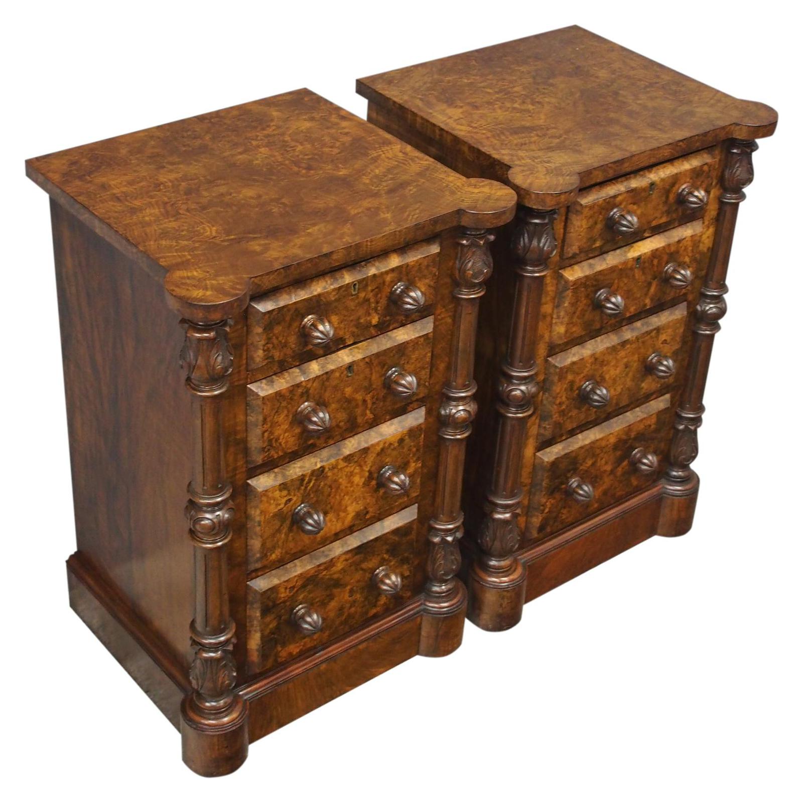 Pair of Victorian Figured Walnut Bedsides (1 of 10) Pair of Victorian Figured Walnut Bedsides (1 of 10)