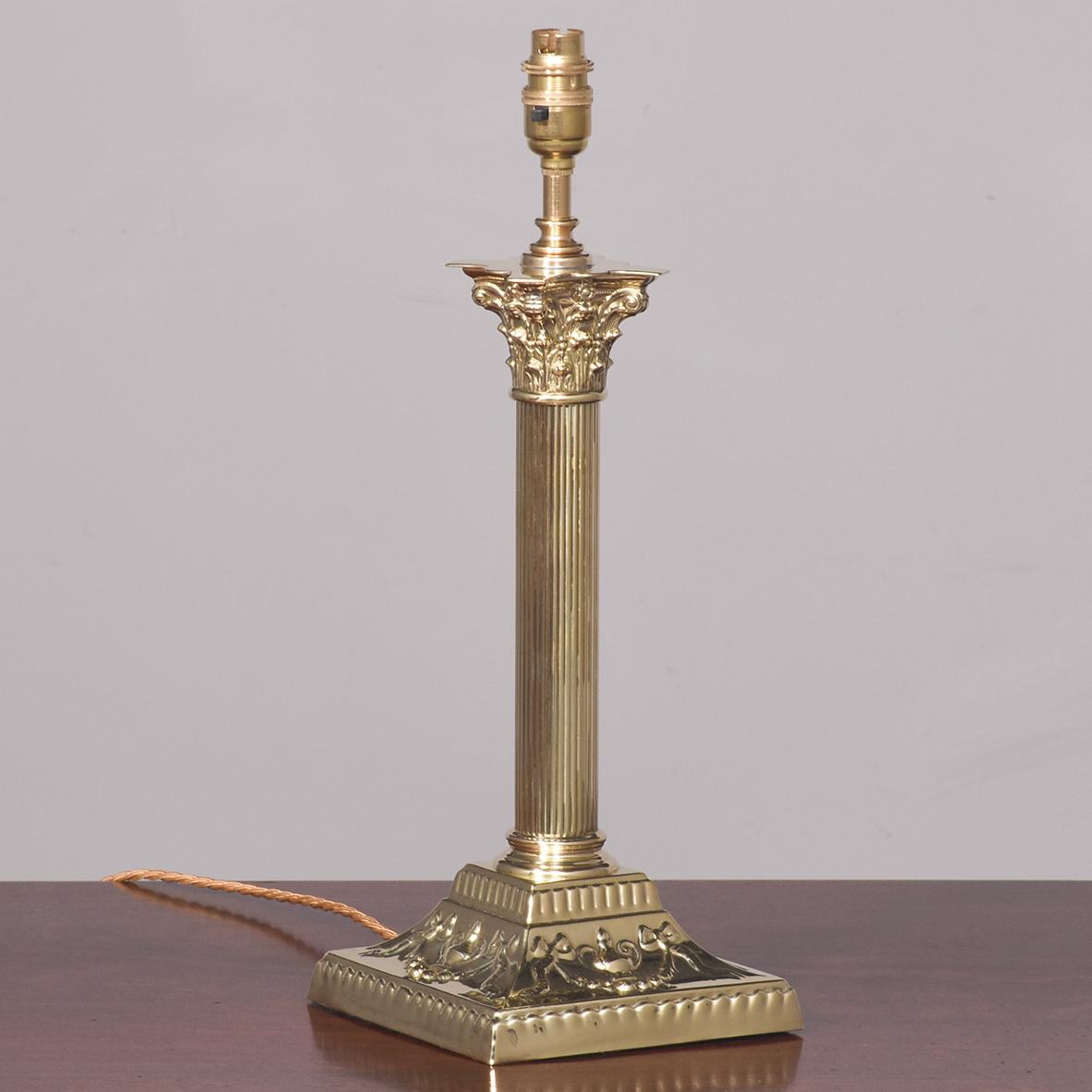 Victorian Corinthian Column Brass Oil Lamp Converted to Electricity (1 of 5) Victorian Corinthian Column Brass Oil Lamp Converted to Electricity (1 of 5)