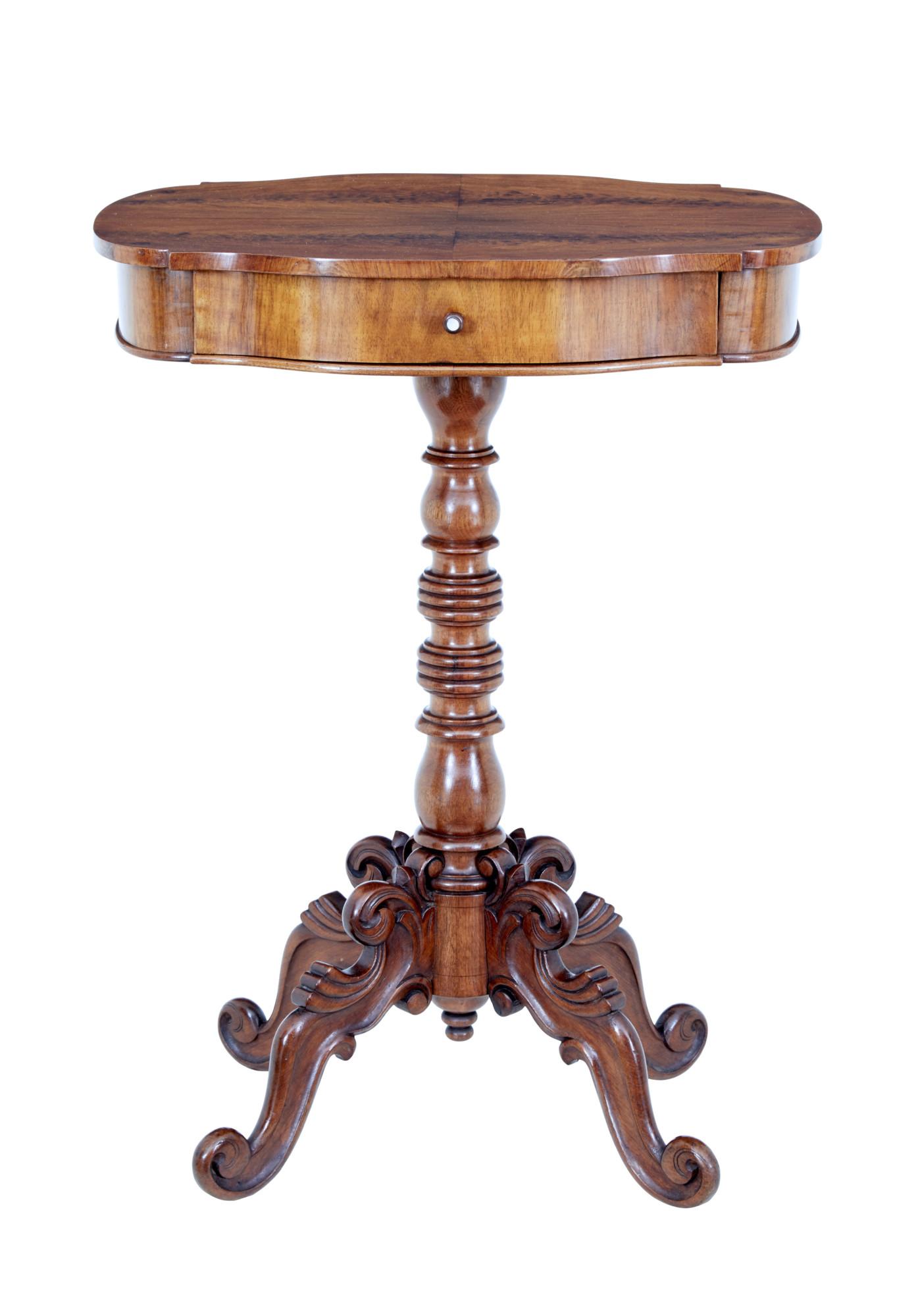 19th Century Carved Flame Mahogany Side Table (1 of 7)