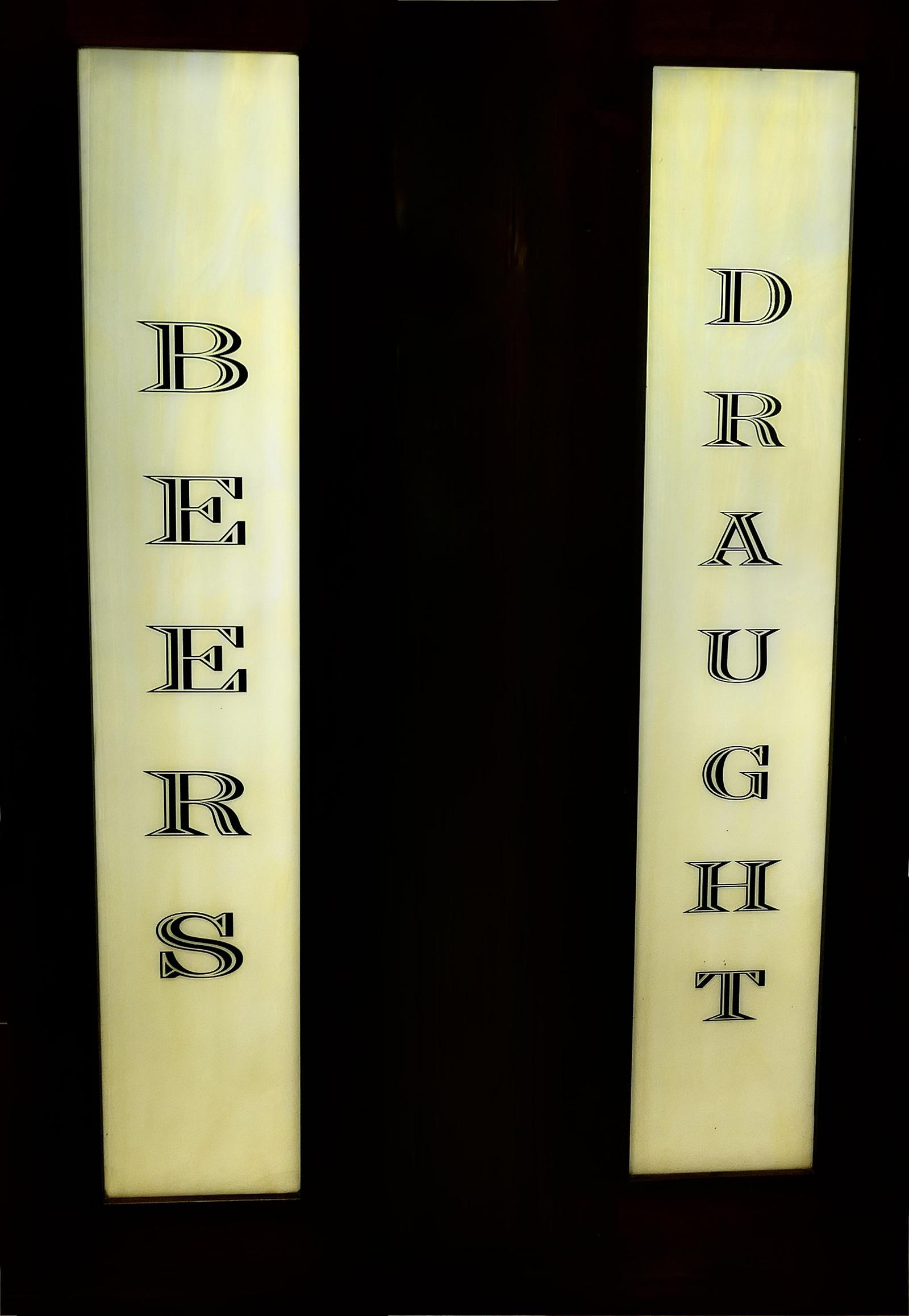 Large Opaline Glass Pub Signs “draught Beers” (1 of 10)