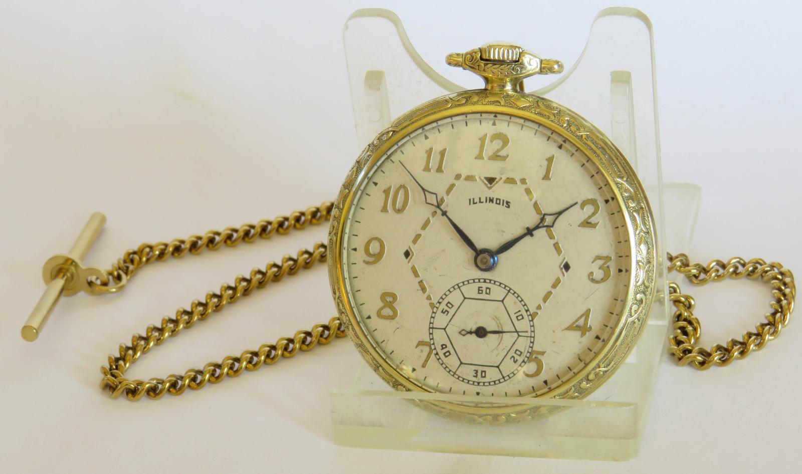 Pocket Watch : Antique 1927 Illinois Pocket Watch and Chain (1 of 3)