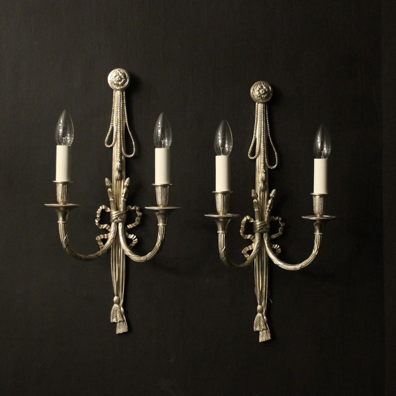 French Pair of Silver Gilded Wall Lights (1 of 10)