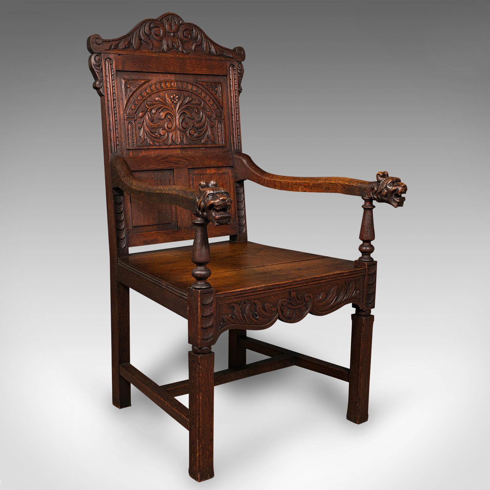 Antique Carved Hall Chair, Scottish, Oak, Decorative Elbow Seat - Victorian 1860 (1 of 12) Antique Carved Hall Chair, Scottish, Oak, Decorative Elbow Seat - Victorian 1860 (1 of 12)