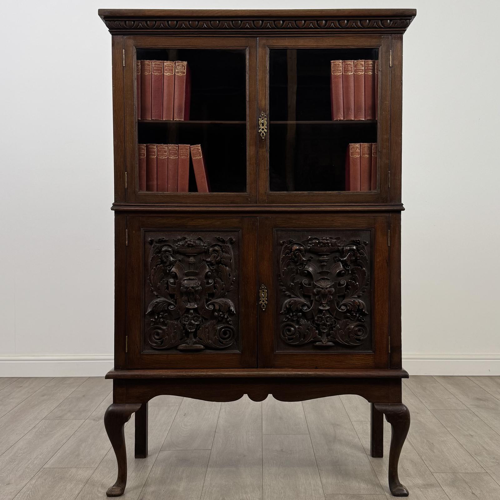 Antique 19th Century Carved Victorian Display Cabinet In Oak (1 of 10) Antique 19th Century Carved Victorian Display Cabinet In Oak (1 of 10)