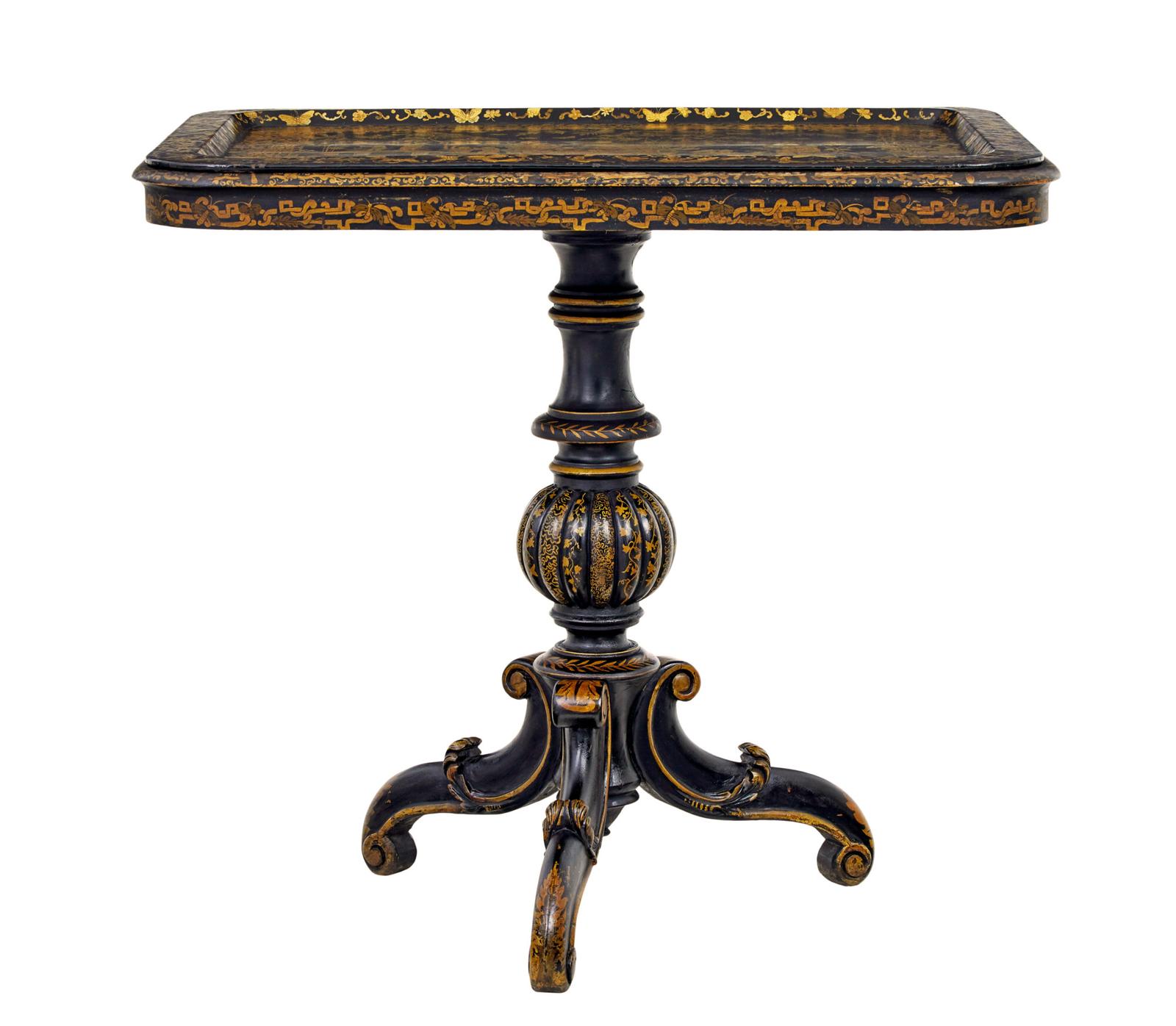 19th Century Lacquered Hand Painted Tray Table (1 of 10)