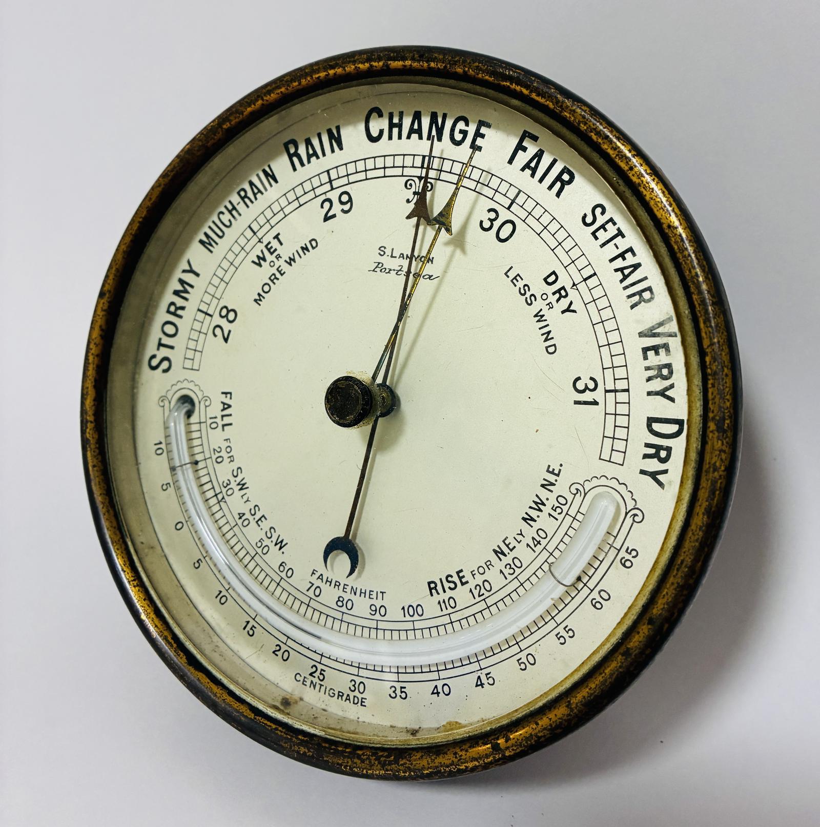 Antique Brass Wall Barometer / Thermometer (1 of 9) Antique Brass Wall Barometer / Thermometer (1 of 9)