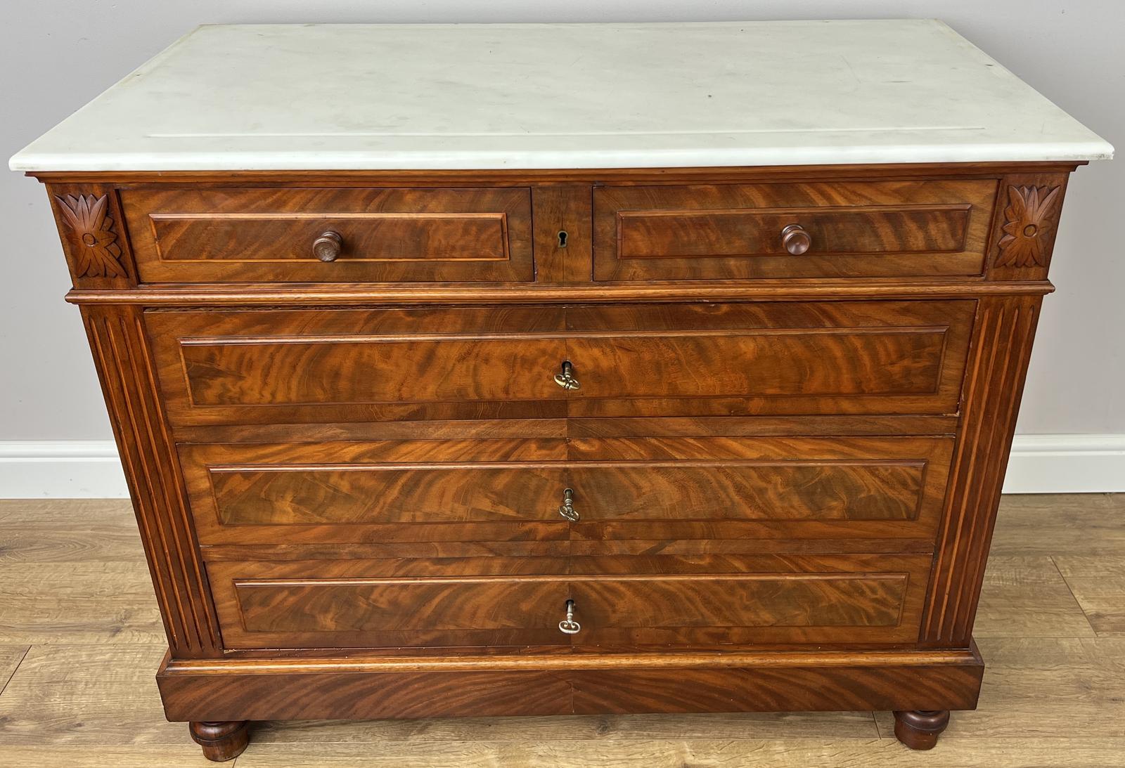 Chest of Drawers Antique French Walnut Marble Top Cupboard (1 of 18) Chest of Drawers Antique French Walnut Marble Top Cupboard (1 of 18)