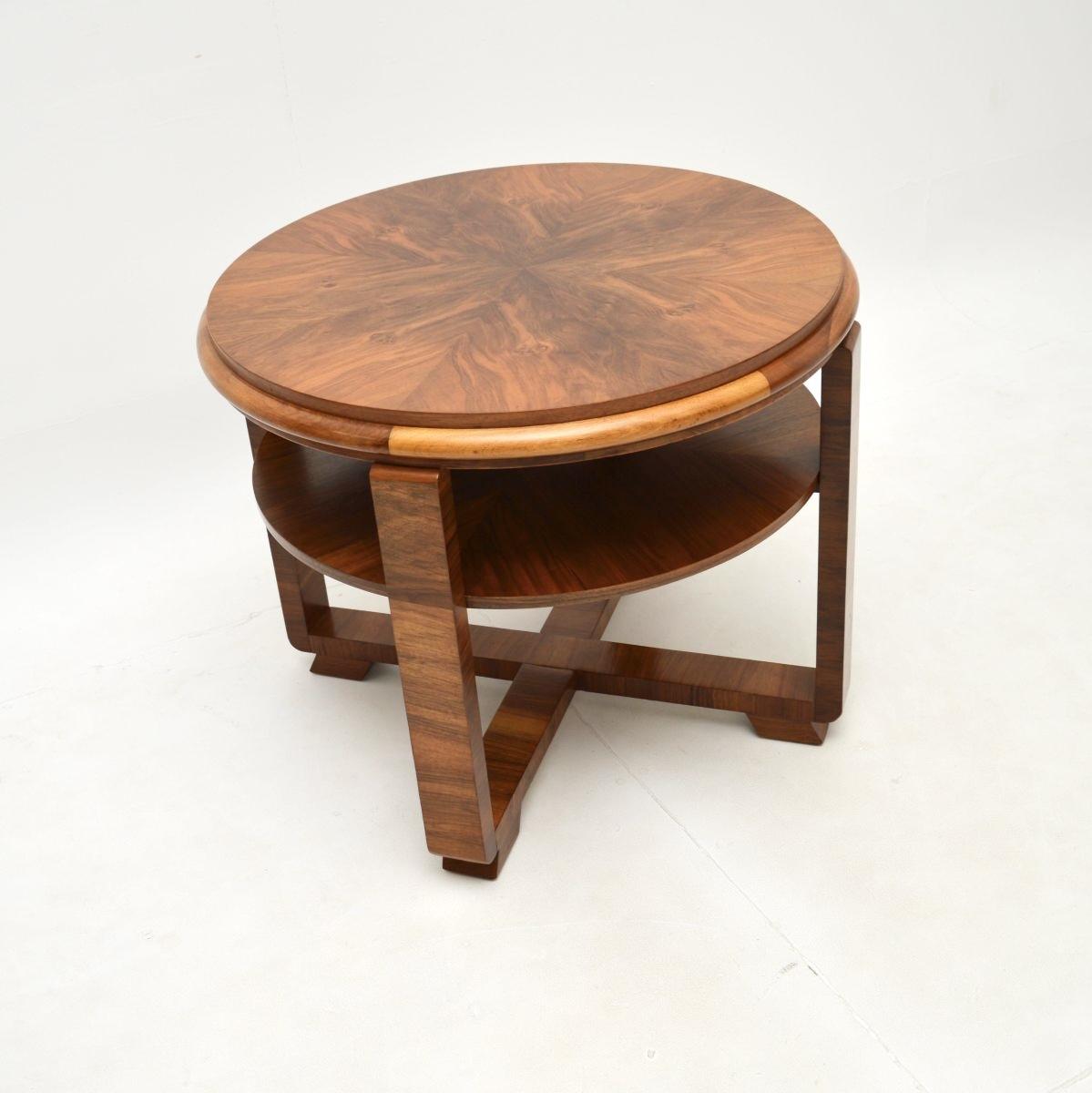 Large Figured Walnut Art Deco Coffee Table (1 of 7)