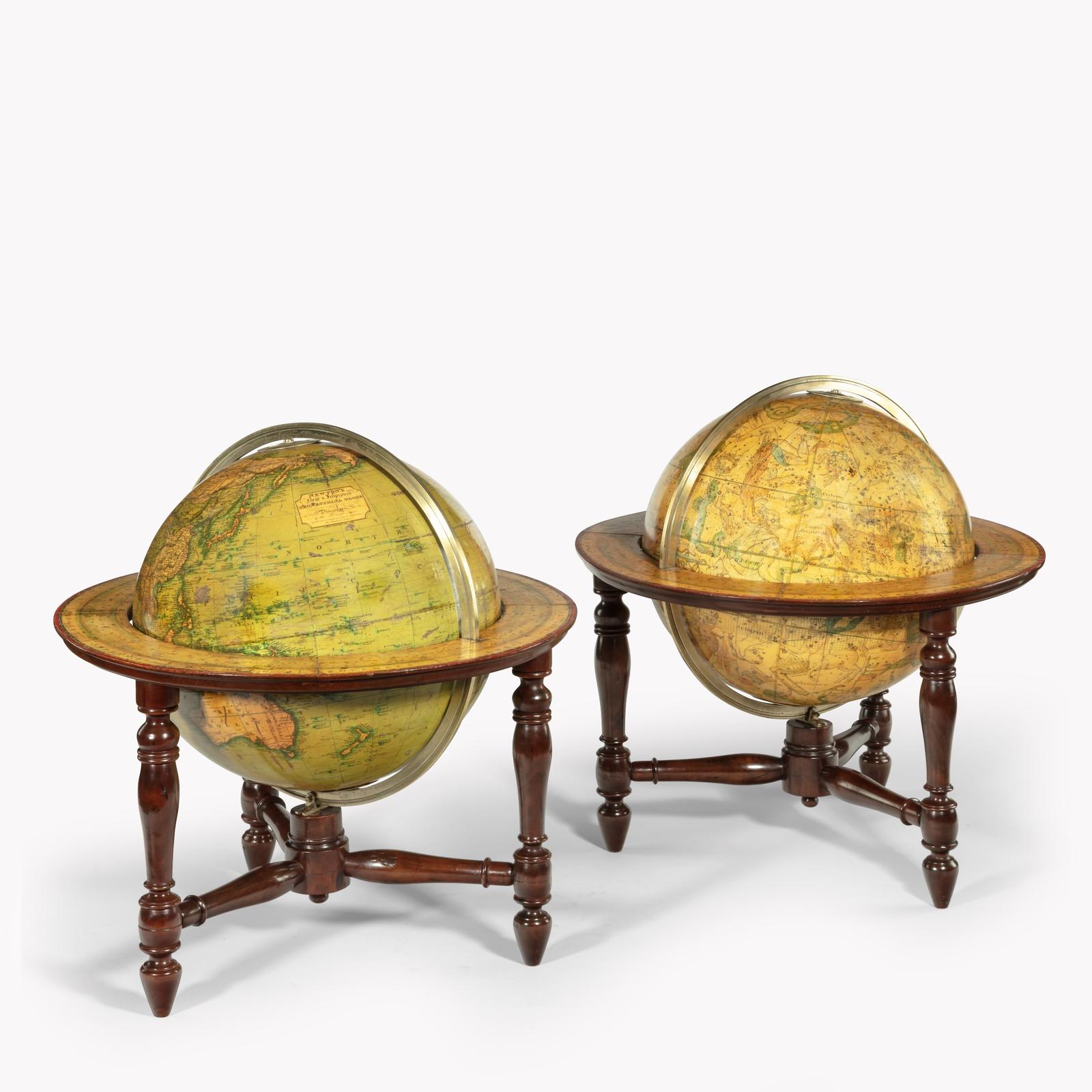 Pair of 12 Inch Table Globes by J & W Newton - Dated 1820 (1 of 7)