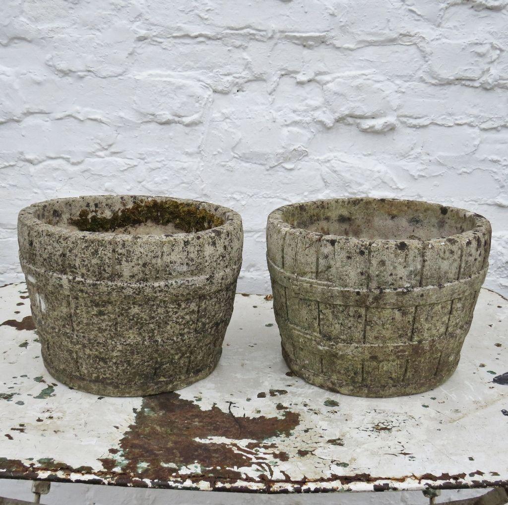 Pair of Weathered Stone Garden Planters (1 of 6)