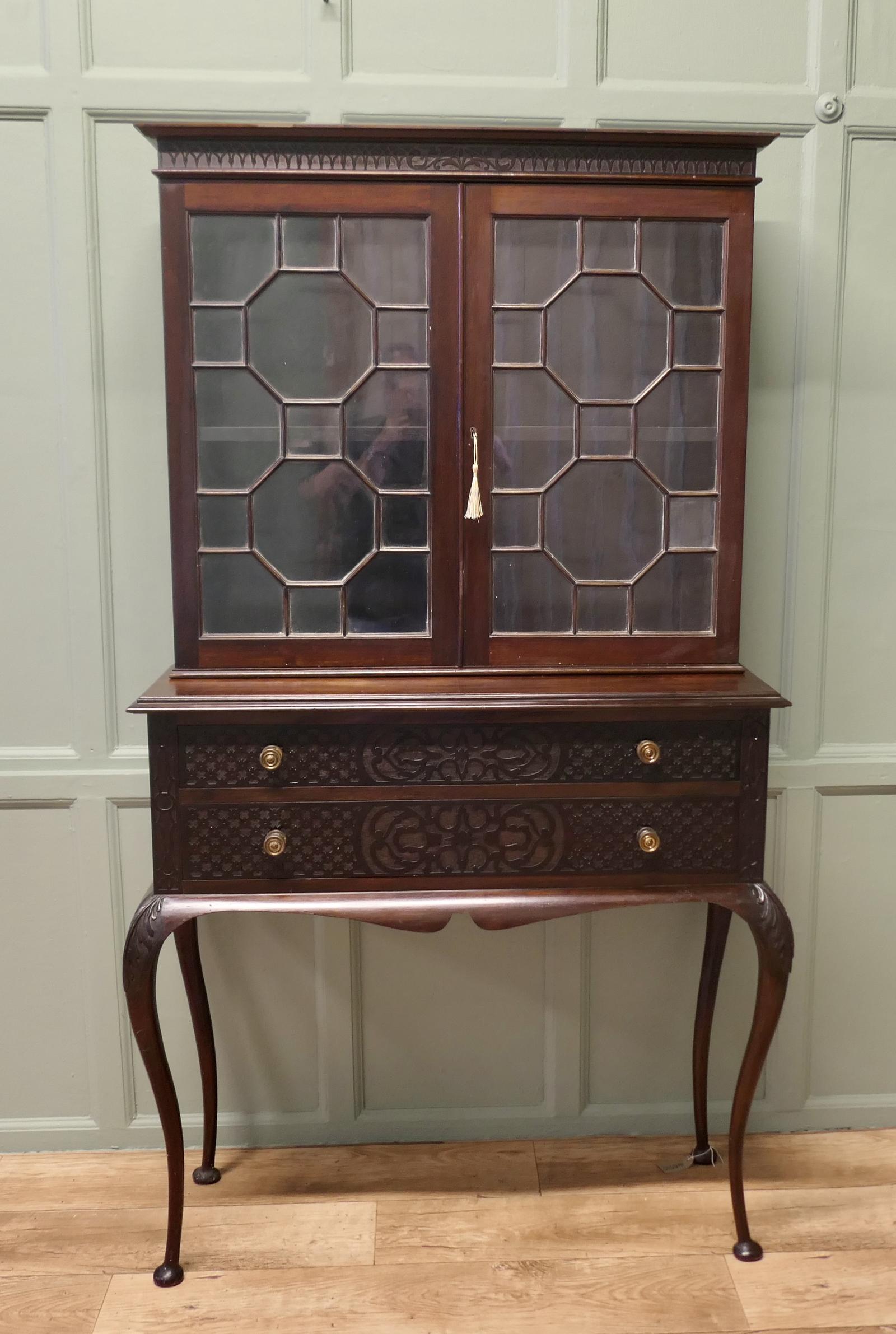 Chinese Chippendale Astral Glazed Mahogany Display Cabinet (1 of 6) Chinese Chippendale Astral Glazed Mahogany Display Cabinet (1 of 6)