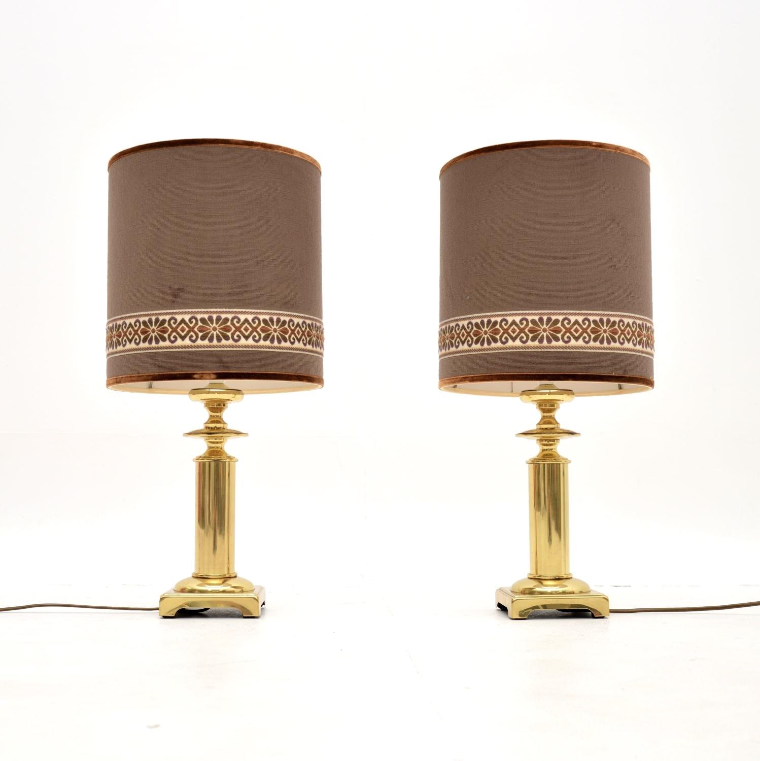 Pair of Vintage Brass Table Lamps with Velvet Shades (1 of 9) Pair of Vintage Brass Table Lamps with Velvet Shades (1 of 9)