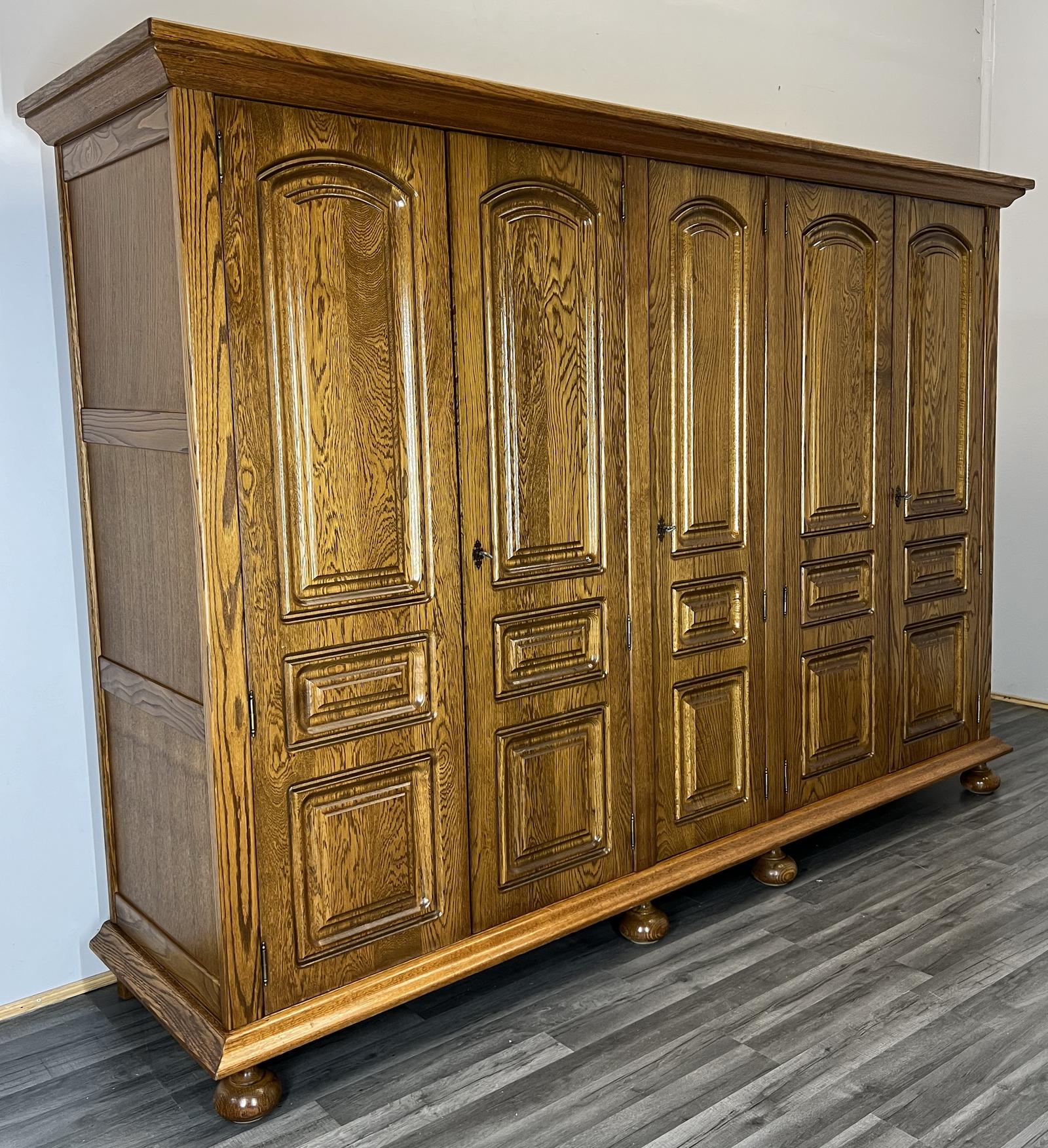 French Carved 5 Door Armoire Wardrobe (1 of 10)