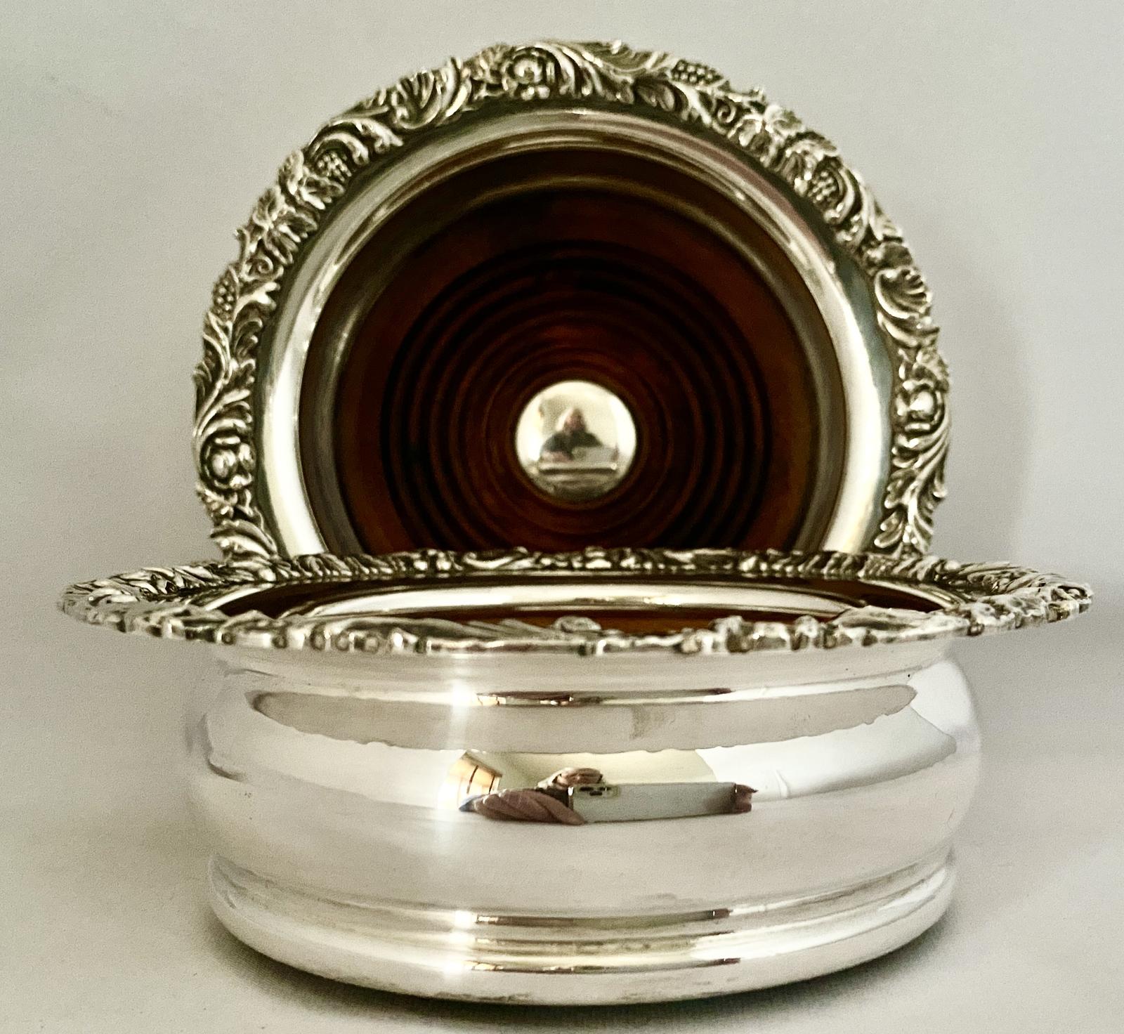 Pair of Silver Plated Wine Coasters c.1920 (1 of 6)