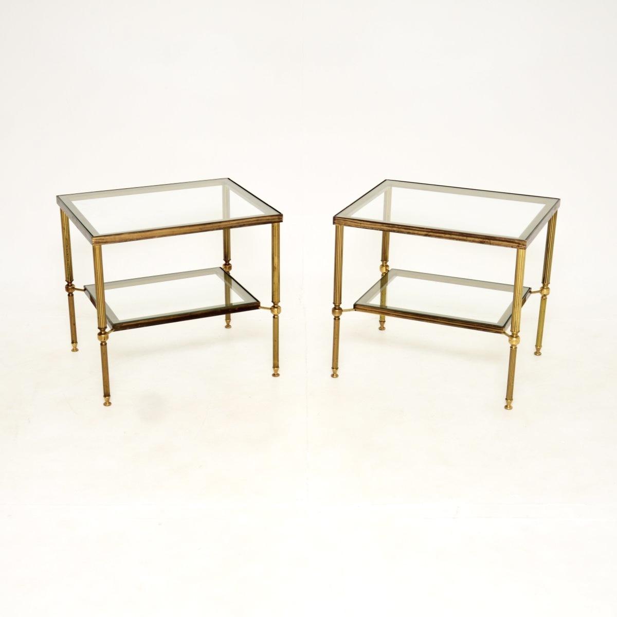 Pair of Vintage French Brass & Glass Side Tables (1 of 10) Pair of Vintage French Brass & Glass Side Tables (1 of 10)