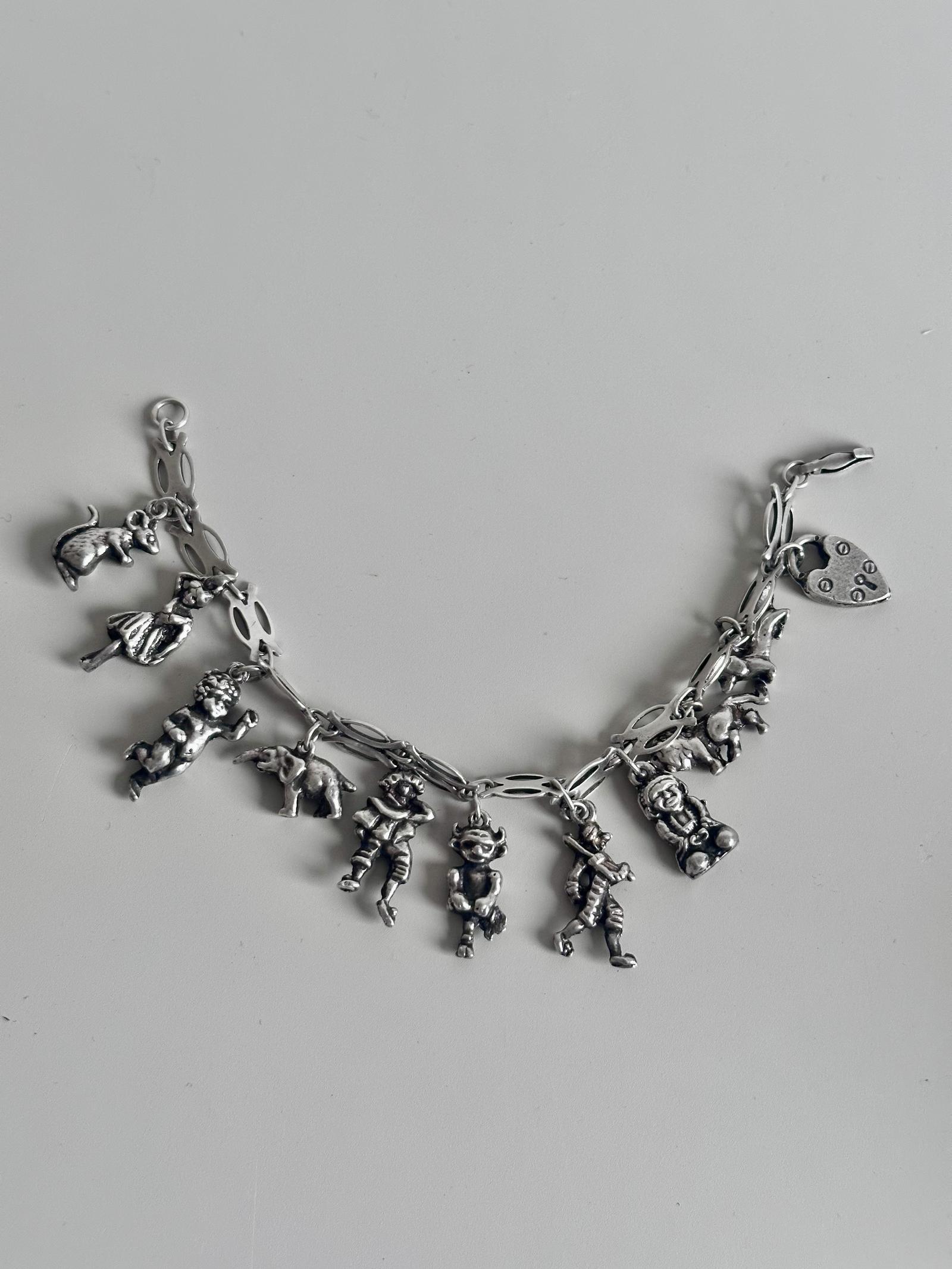 Late Victorian Sterling Silver Charm Bracelet (1 of 7)
