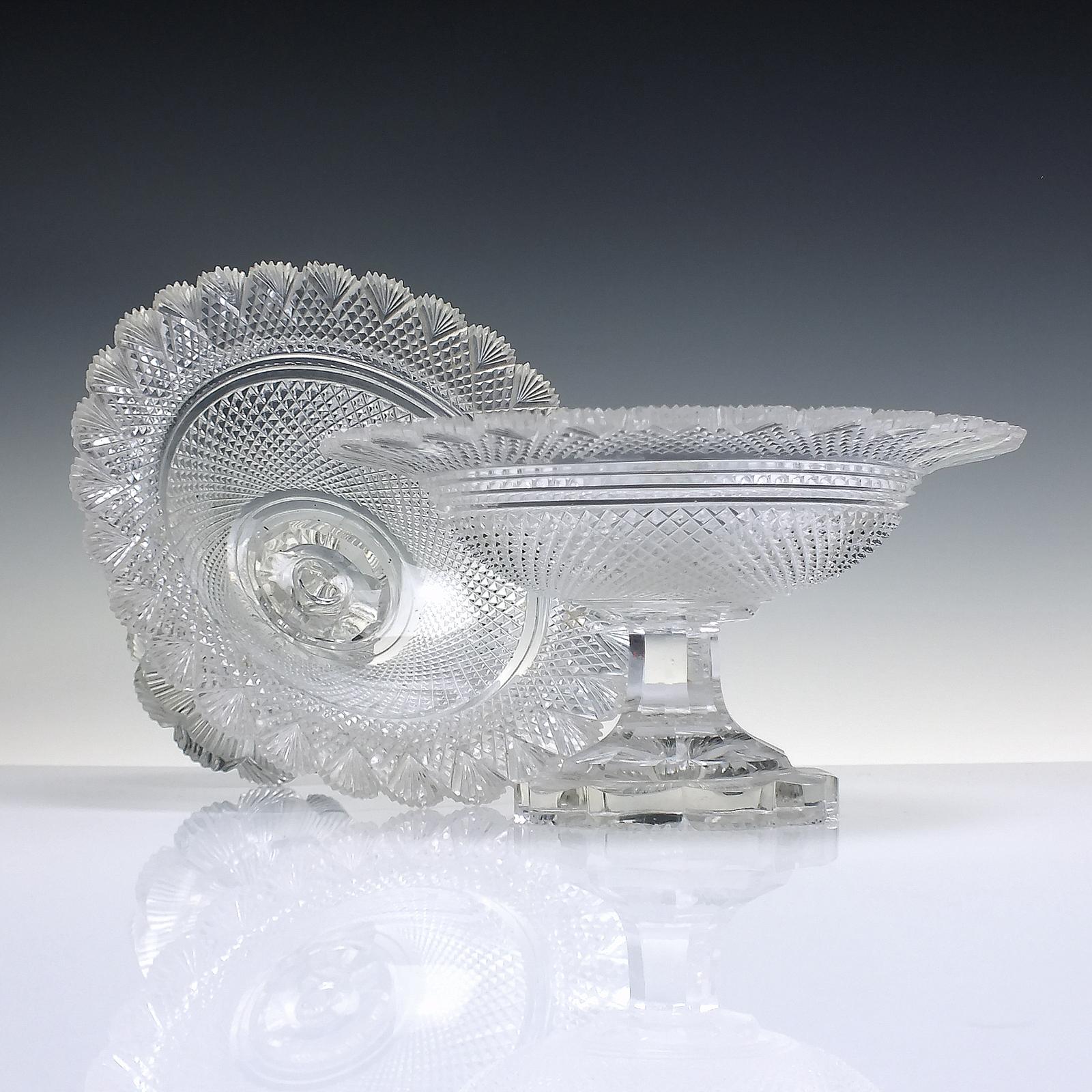 Pair Irish Waterford Cut Glass Standing Bowls or Comports C1830 (1 of 5)