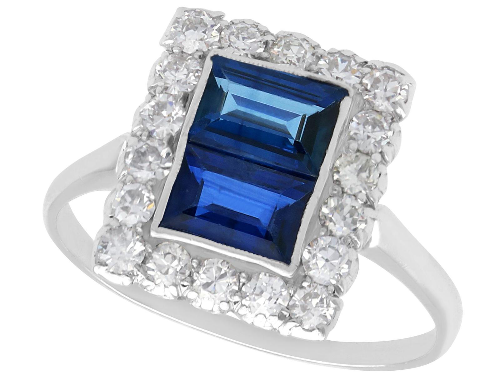 1.60ct Sapphire & 0.70ct Diamond, Platinum Cluster Ring c.1930 (1 of 9)