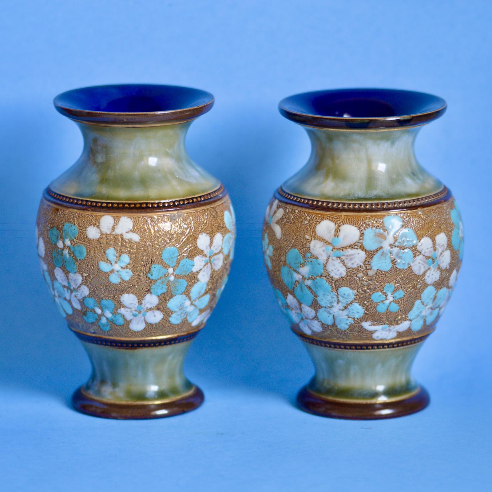 Attractive Pair of Doulton Lambeth Vases (1885-1902 Slater) (1 of 15)