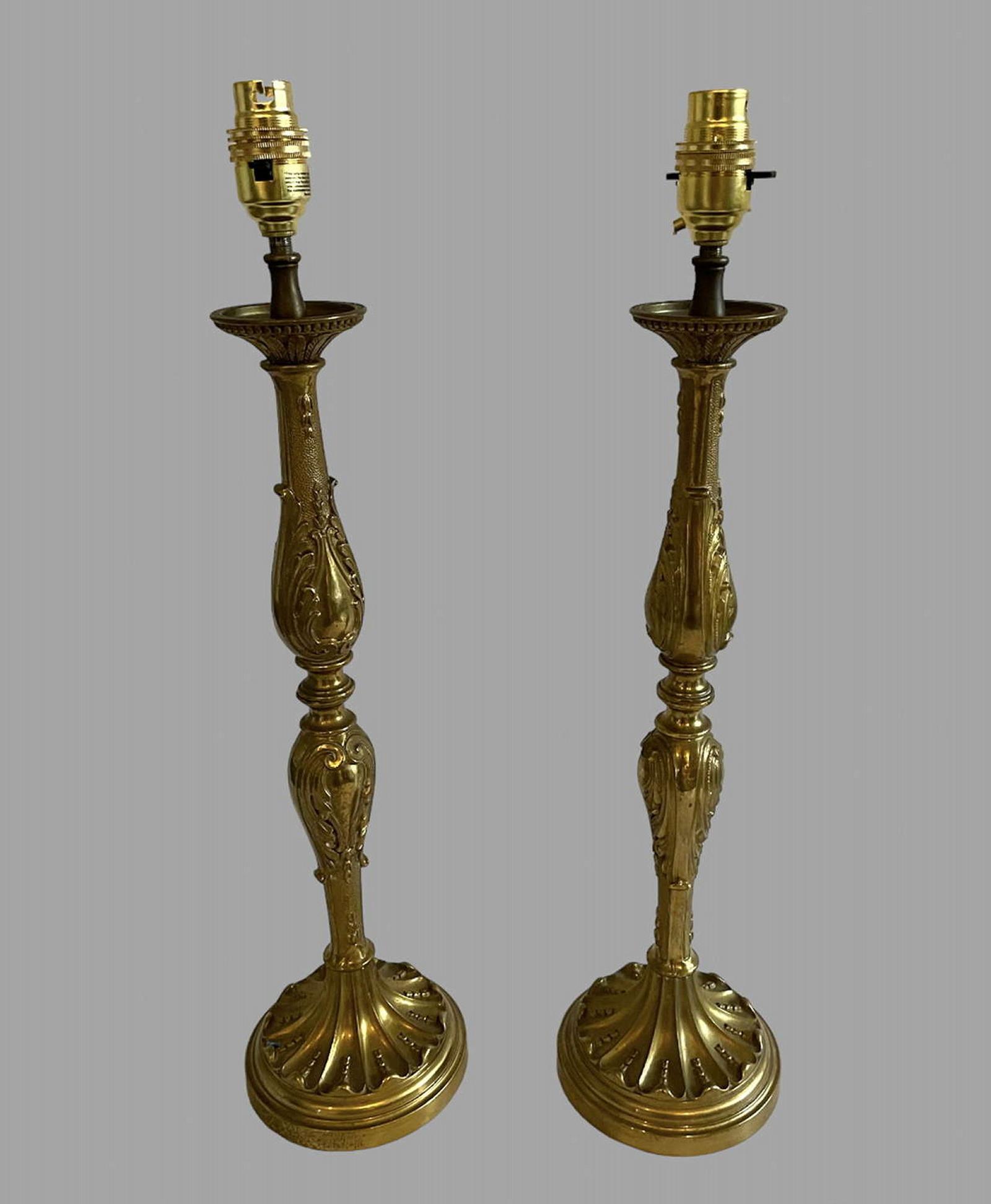 Pair of Italian Gilt Bronze Lamps (1 of 4)
