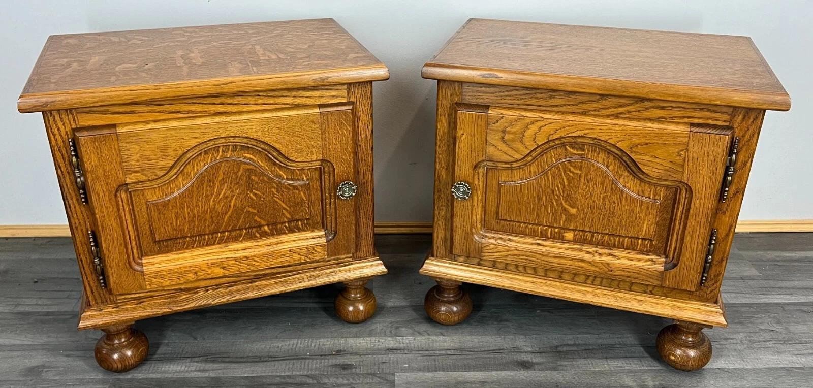 Pair of Bedside Tables Vintage French Nightstands Carved Cabinets (1 of 9) Pair of Bedside Tables Vintage French Nightstands Carved Cabinets (1 of 9)