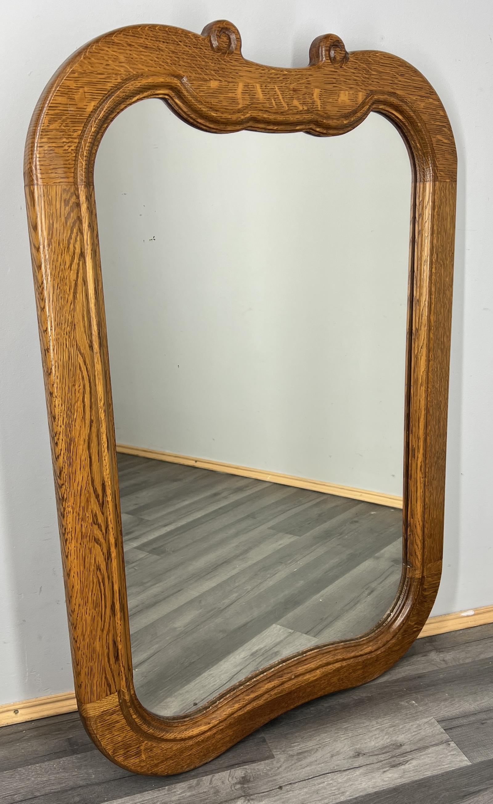 Vintage French Style Carved Wall Mirror Oak Ornate Wall Frame (1 of 10)