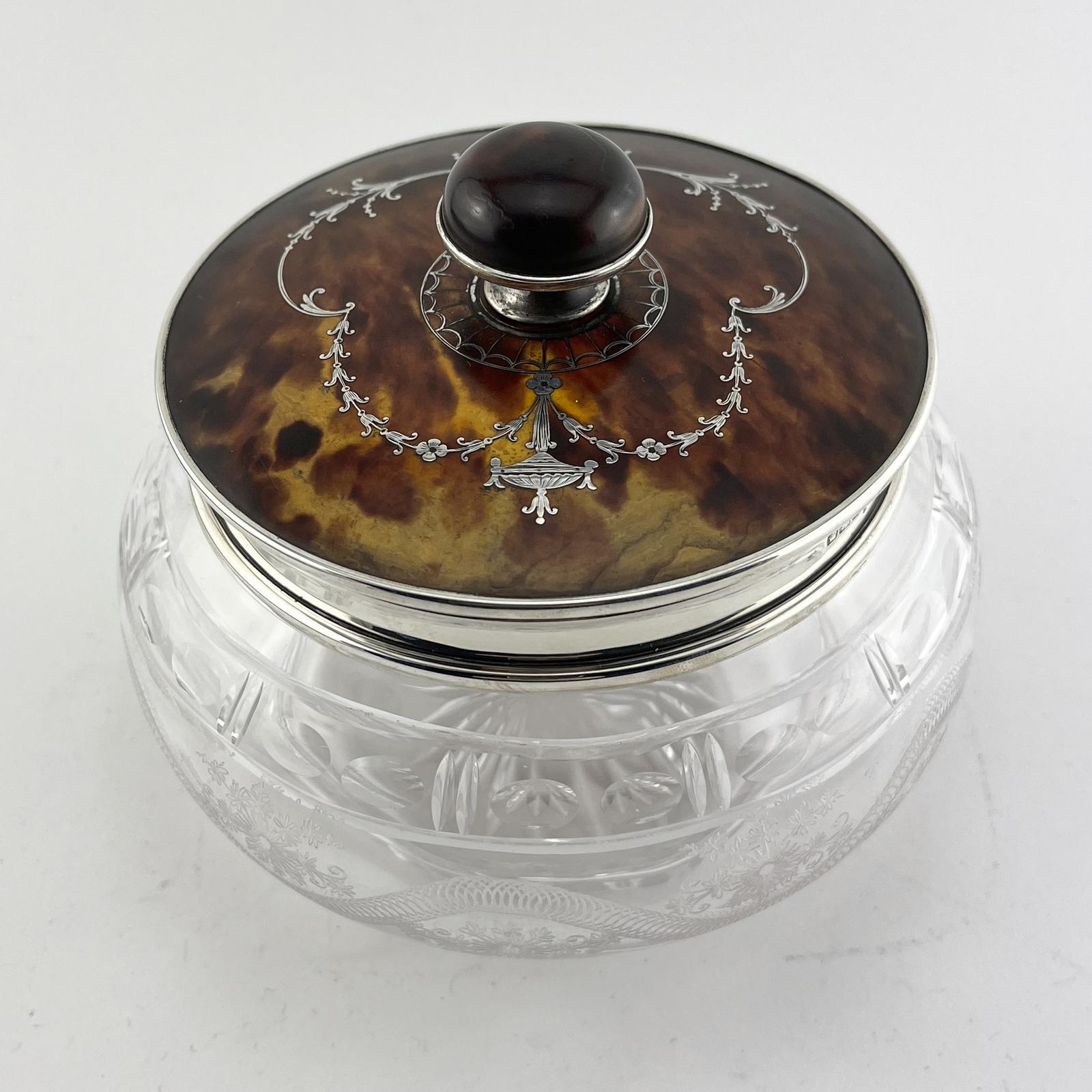 Large Edwardian Silver and Tortoiseshell Dressing Table Jar (1 of 6)