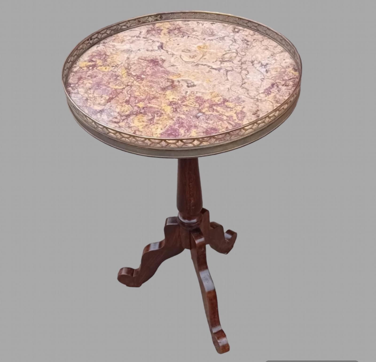 Mahogany Marble Topped Occasional Table (1 of 4)